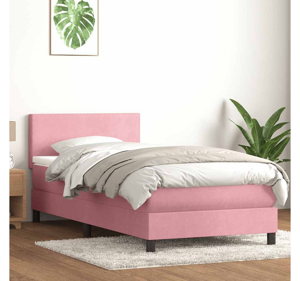 vidaXL Boxspringbett, Boxspringbett mit Matratze Rosa 100x220 cm Samt günstig online kaufen