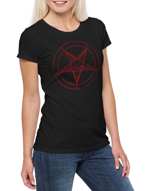 Urban Backwoods Print-Shirt Baphomet Pentagram Sign Damen T-Shirt Shirt Ale günstig online kaufen