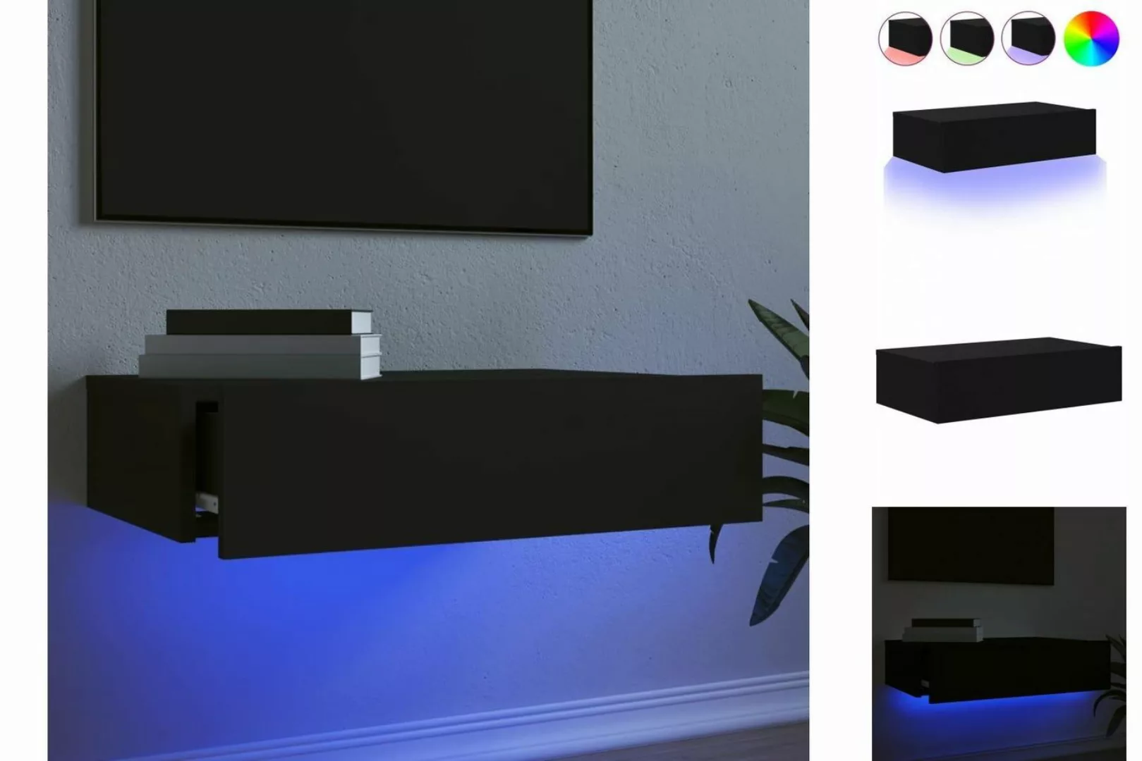 vidaXL TV-Schrank TV-Lowboard TV-Schrank mit LED-Leuchten Schwarz 60x35x15, günstig online kaufen