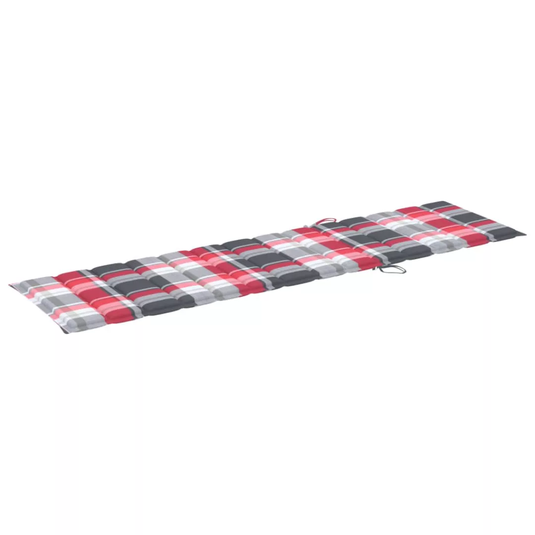 Sonnenliegen-auflage Rot Karomuster 200x50x4 Cm Stoff günstig online kaufen