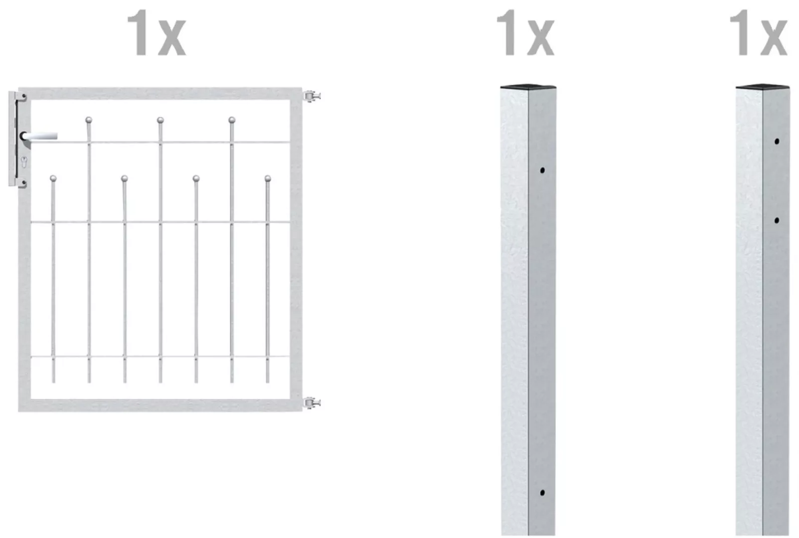Metallzaun Einzeltor-Set Madrid verzinkt z. Einbetonieren 100 cm x 100 cm c günstig online kaufen