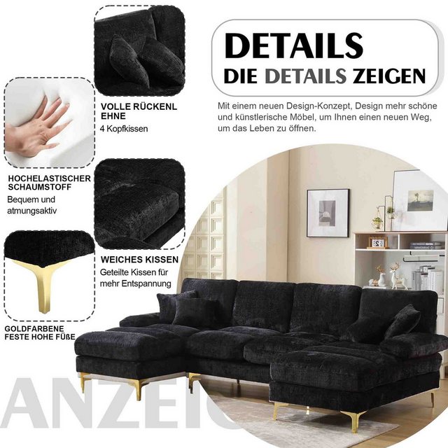 HAUSS SPLOE Sofa U-förmiges modulares Sofa Weiches Couch mit Polstern Schla günstig online kaufen