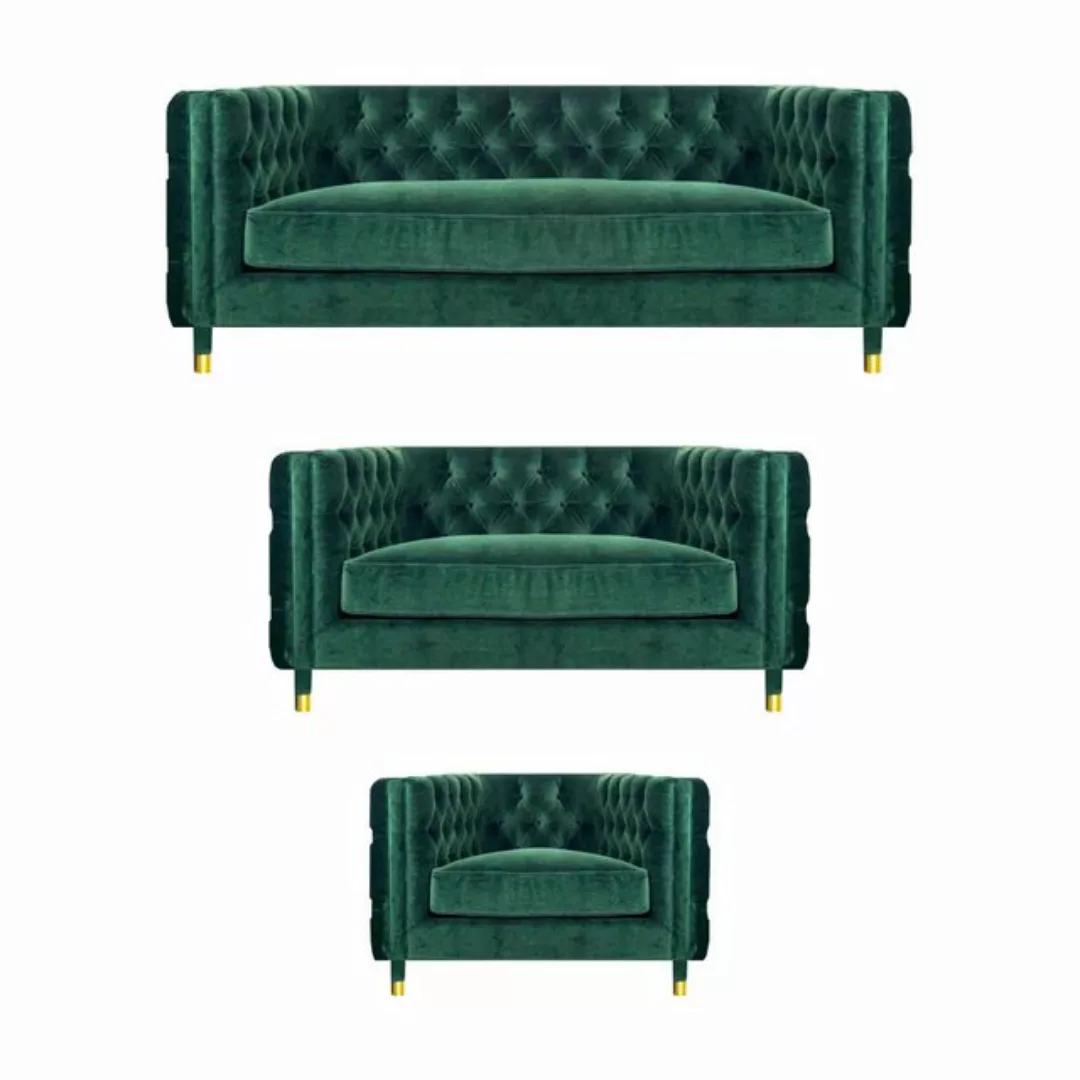 JVmoebel Chesterfield-Sofa Sofa Set 3tlg Modern Sofas Möbel Textil Stoff Se günstig online kaufen