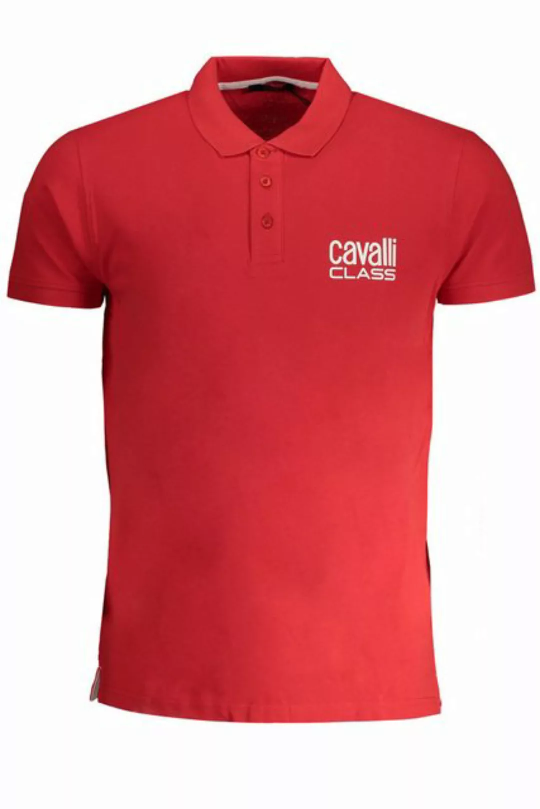 Cavalli Class Poloshirt Herren Kurzarm-Poloshirt Rot mit Druck und Logo - günstig online kaufen