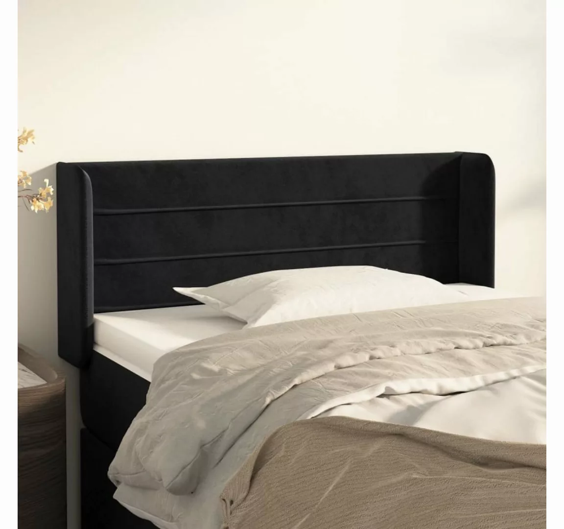 vidaXL Bett, Kopfteil mit Ohren Schwarz 83x16x78/88 cm Samt günstig online kaufen