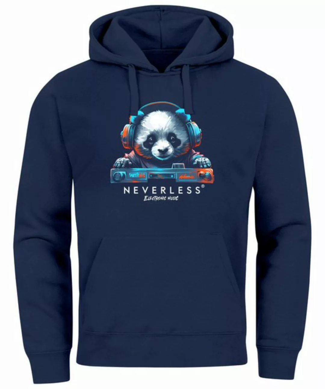 Neverless Hoodie Hoodie Herren Print Panda Bär Aufdruck Musik Techo Print F günstig online kaufen