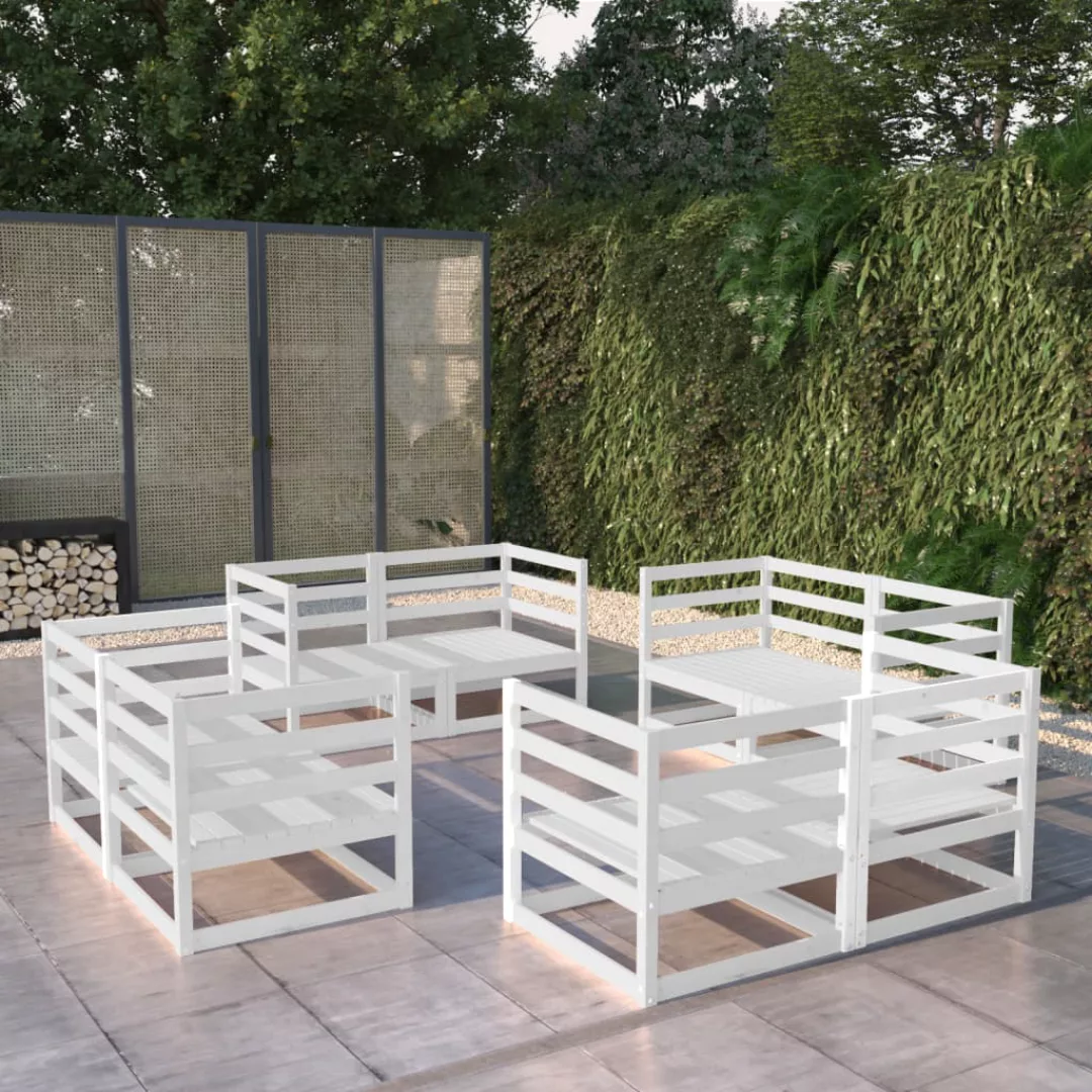 8-tlg. Garten-lounge-set Weiß Kiefer Massivholz günstig online kaufen