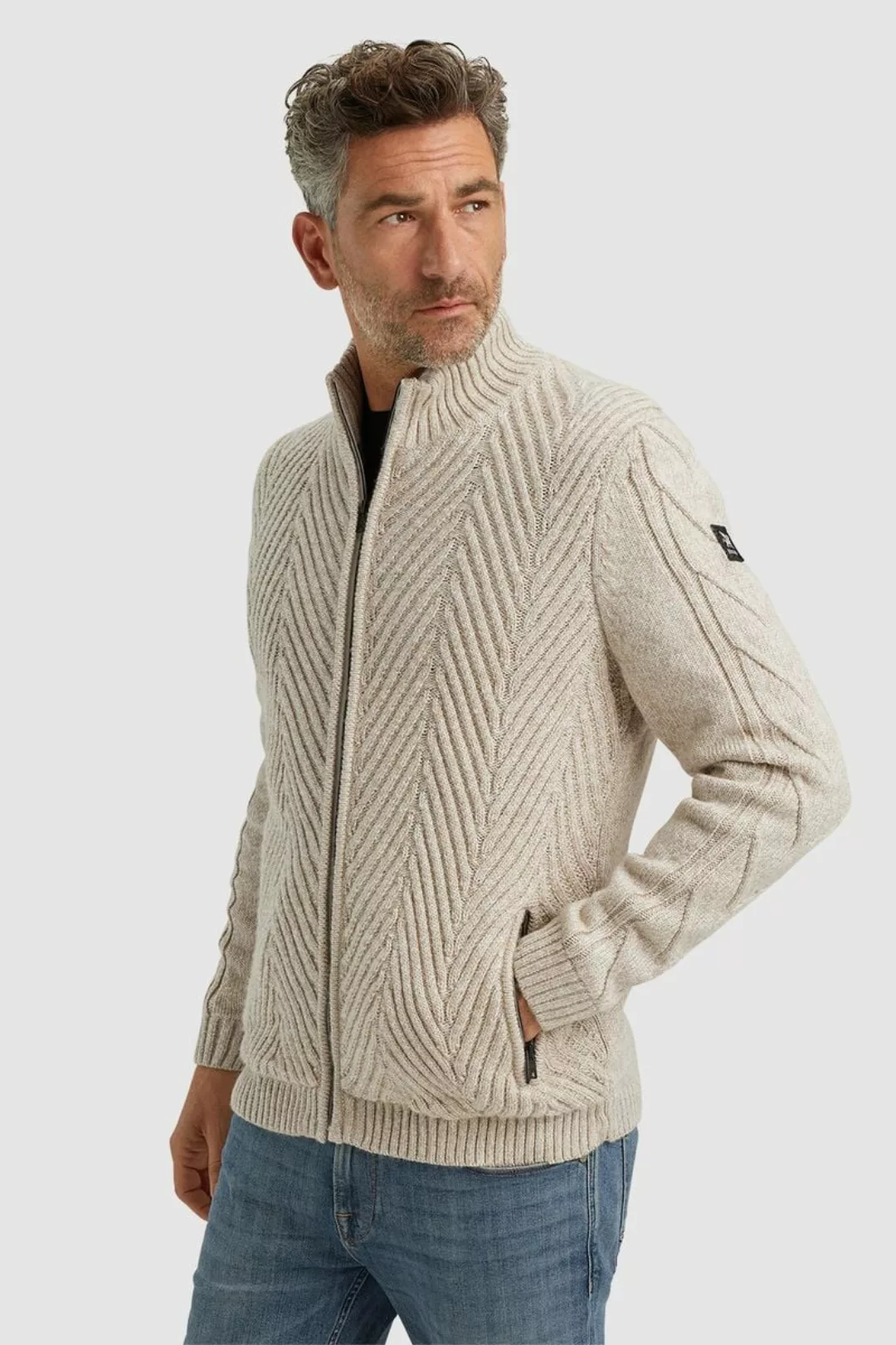 Vanguard Strickjacke Wool Blend Ecru - Größe M günstig online kaufen