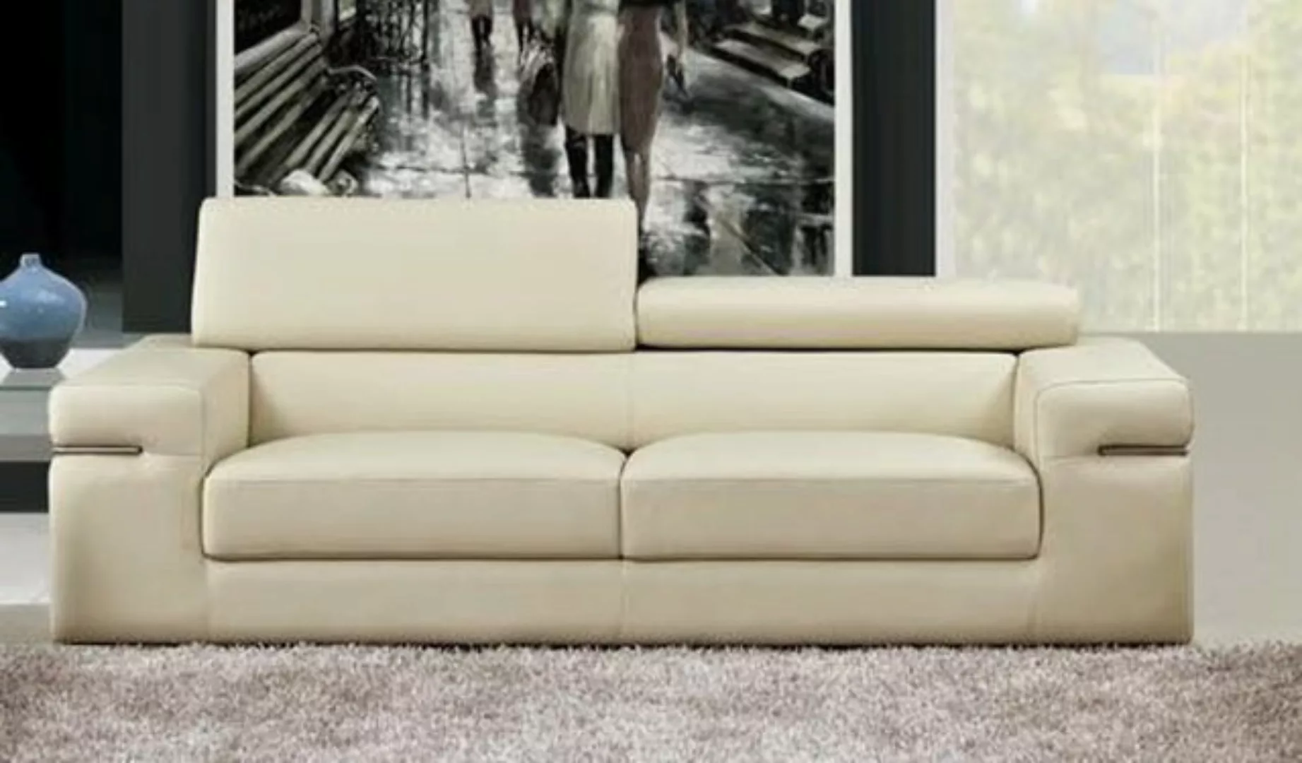 JVmoebel Sofa Beiger 3-Sitzer Ledersofa Couch Polster Sitz 3er Lounge, Made günstig online kaufen