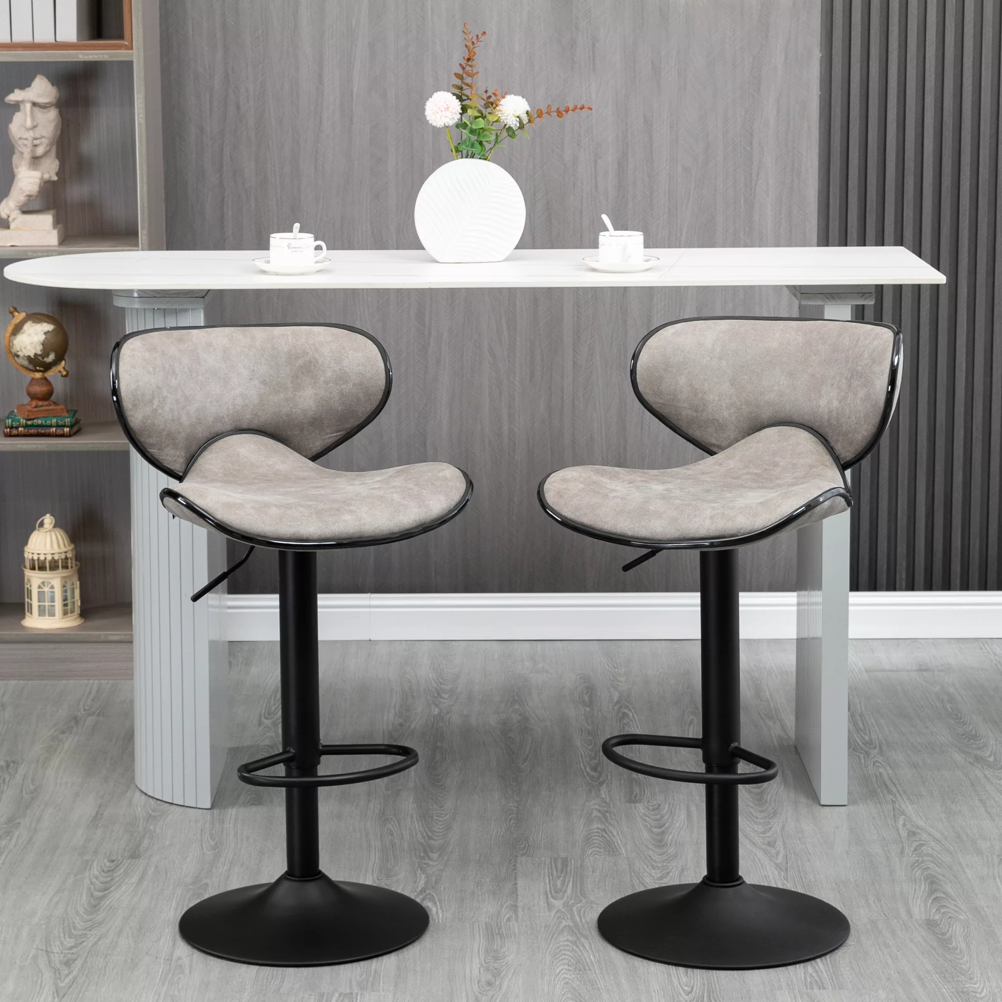 HOMCOM Barhocker 2er-Set  Barstühle mit Fußstütze, höhenverstellbar, 360° d günstig online kaufen