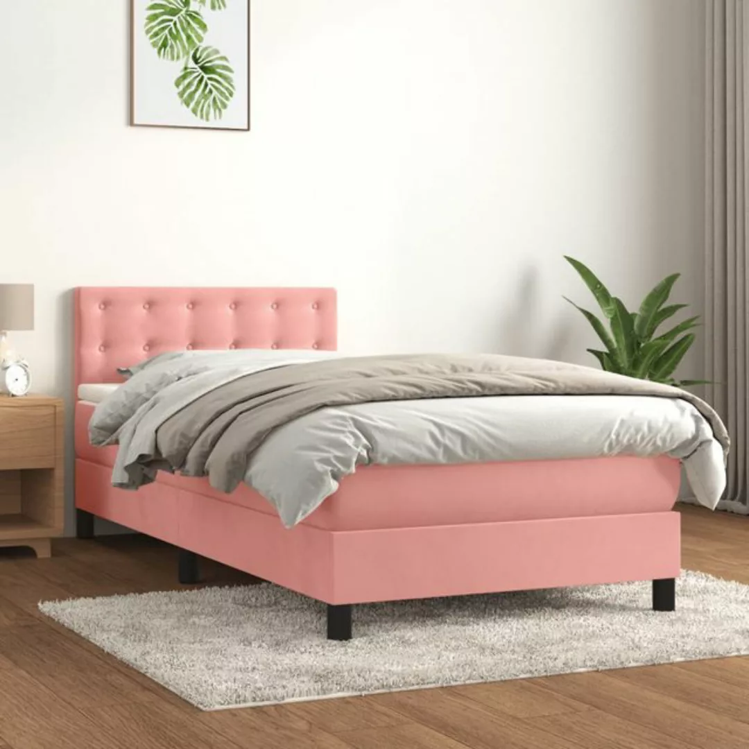 vidaXL Bettgestell Boxspringbett mit Matratze Dunkelblau 100x200 cm Samt Be günstig online kaufen