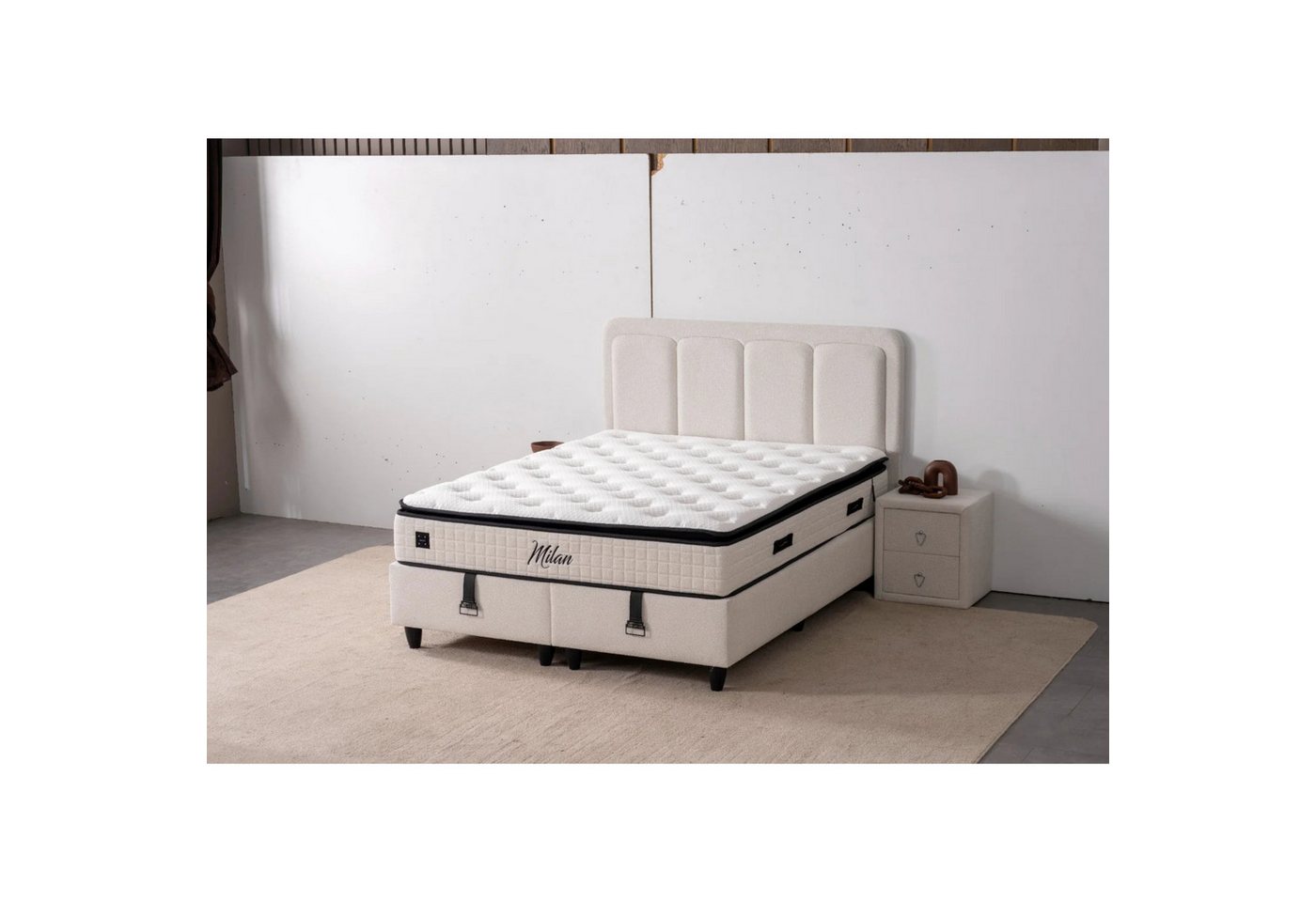 Pointhome Boxspringbett Set, Bss Bedding, Milan, Orthopädische Matratze, H3 günstig online kaufen