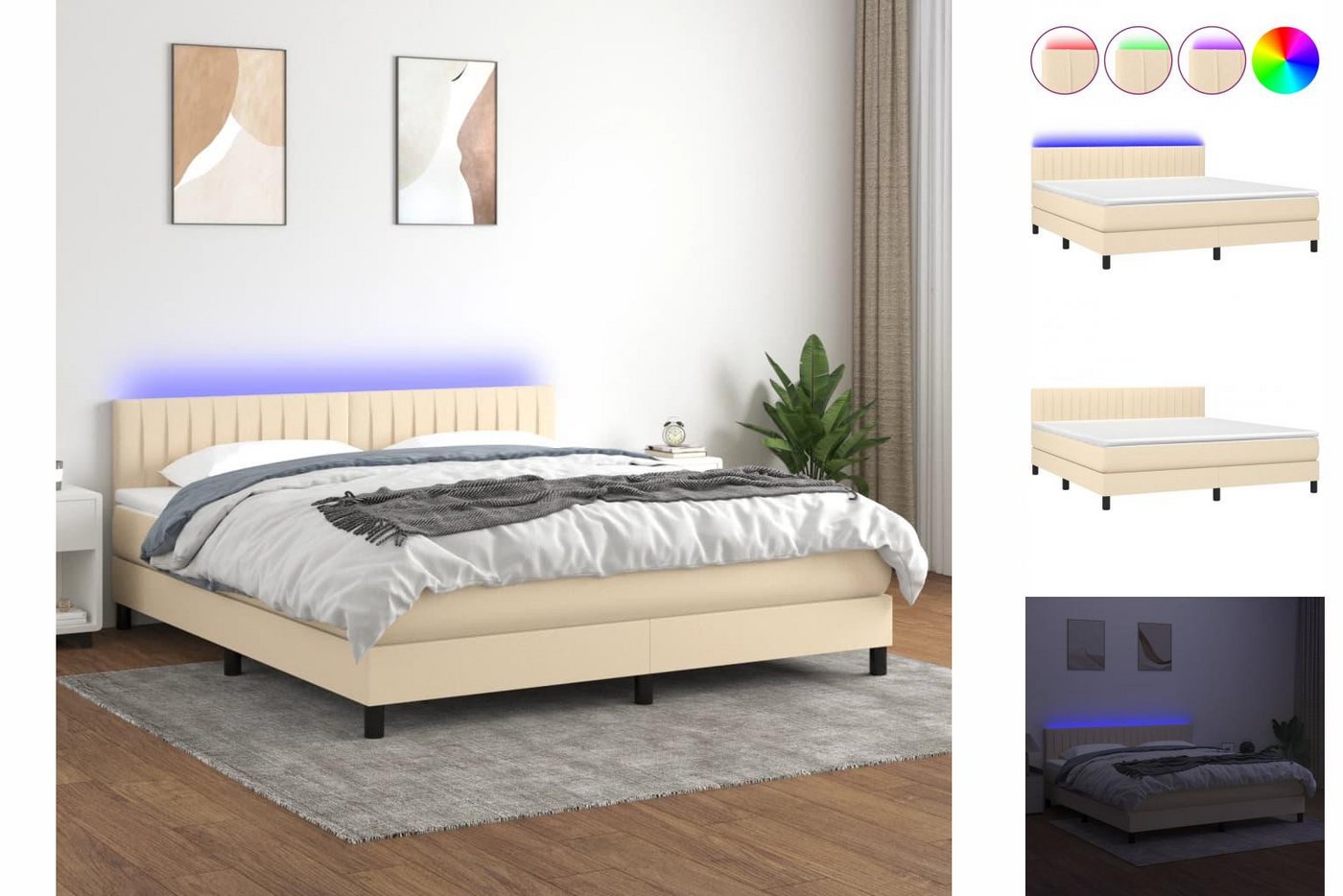 vidaXL Boxspringbett Bett Boxspringbett komplett mit Matratze & LED Stoff ( günstig online kaufen