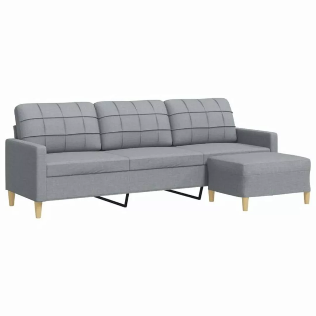 vidaXL Sofa 3-Sitzer-Sofa mit Hocker Hellgrau 210 cm Stoff günstig online kaufen