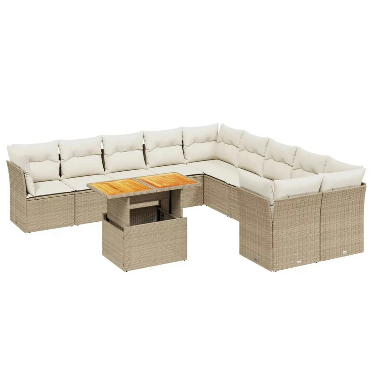 vidaXL 11-tlg Garten-Sofagarnitur mit Kissen Beige Poly Rattan Modell 171 günstig online kaufen