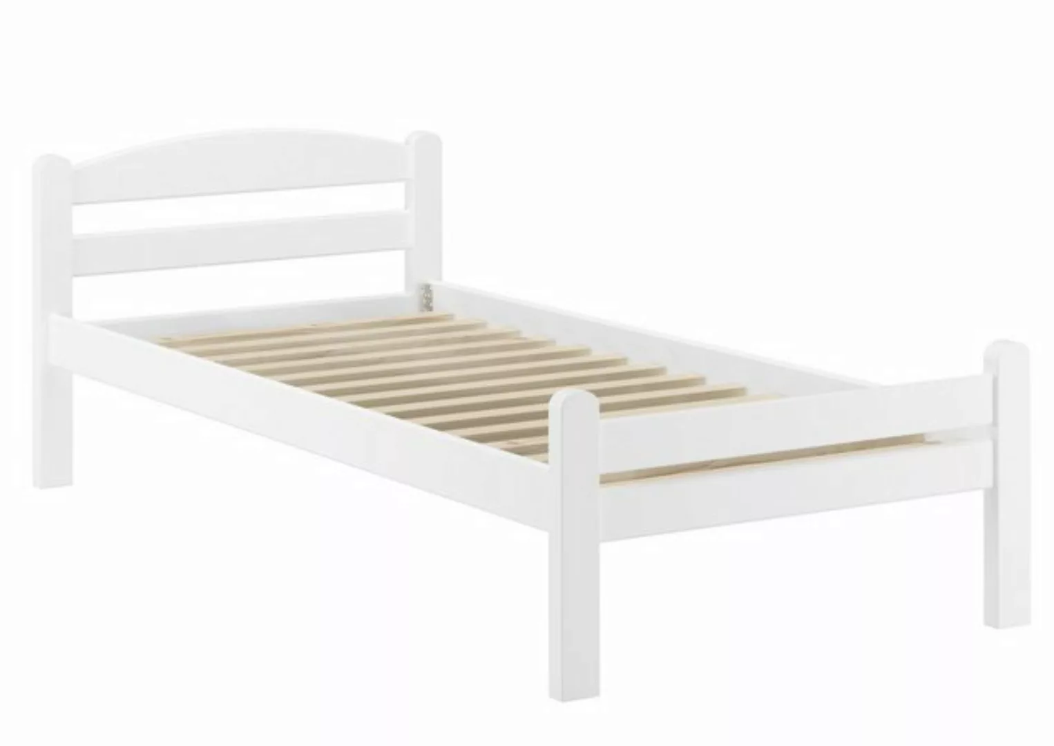 ERST-HOLZ Bett Einzelbett Gästebett massiv Buche weiß 90x200, Buchewaschwei günstig online kaufen