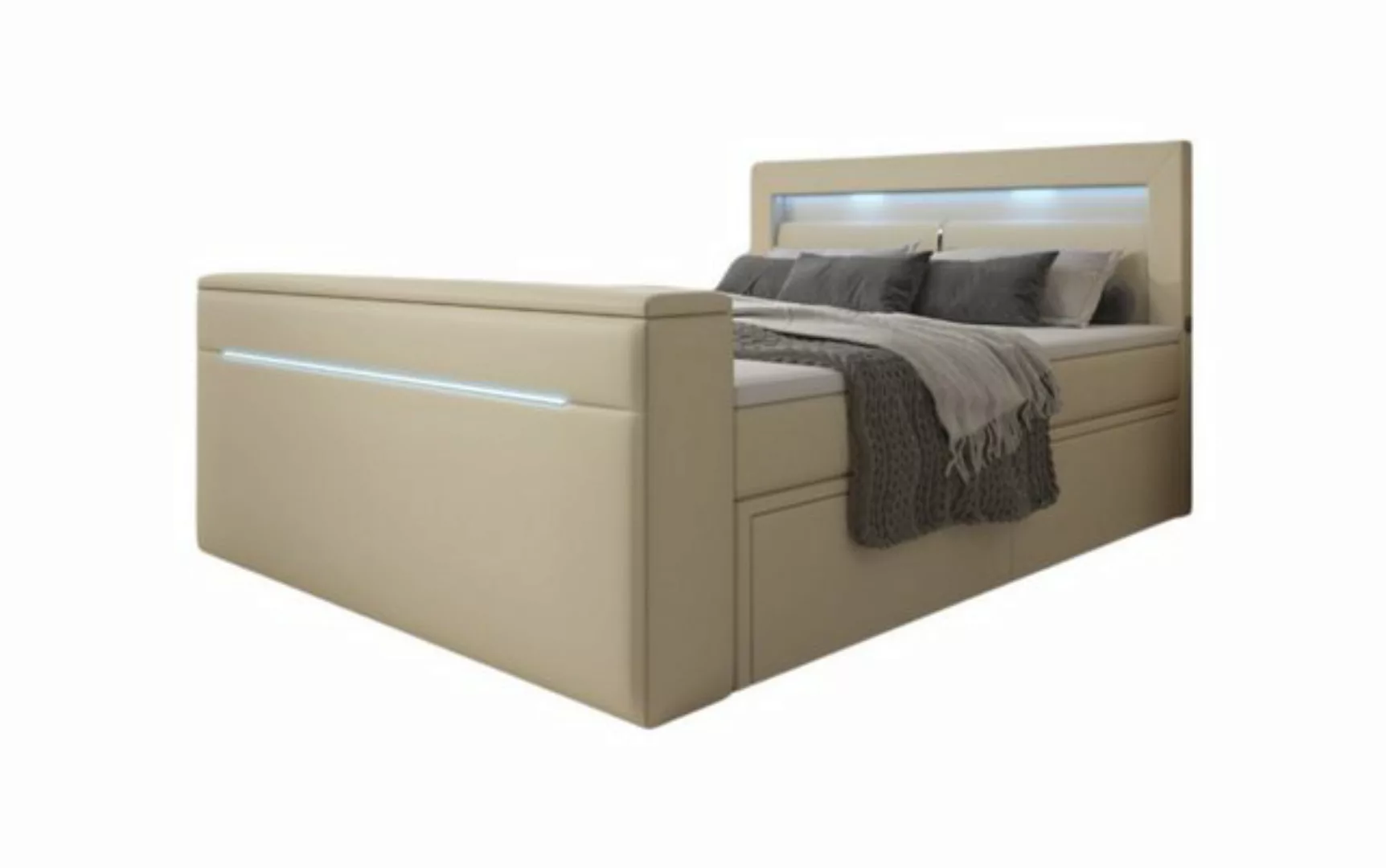 Luxusbetten24 Boxspringbett Rinori, mit TV Lift, USB, LED und Stauraum günstig online kaufen