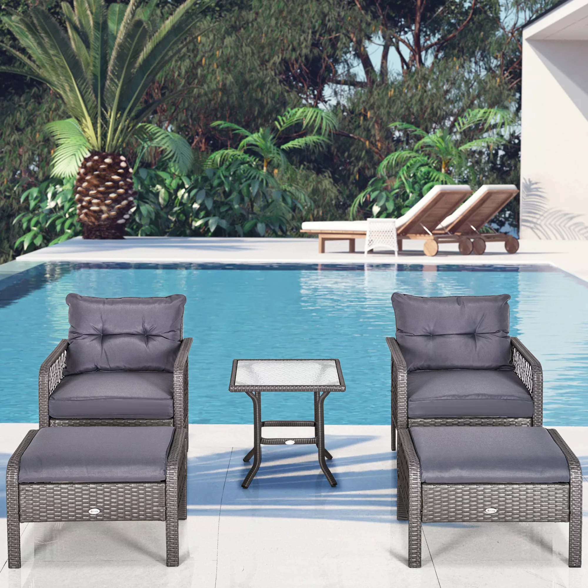Outsunny Rattan Gartenmöbel Set für 4 Personen Balkonmöbel Set Sofa mit Hoc günstig online kaufen