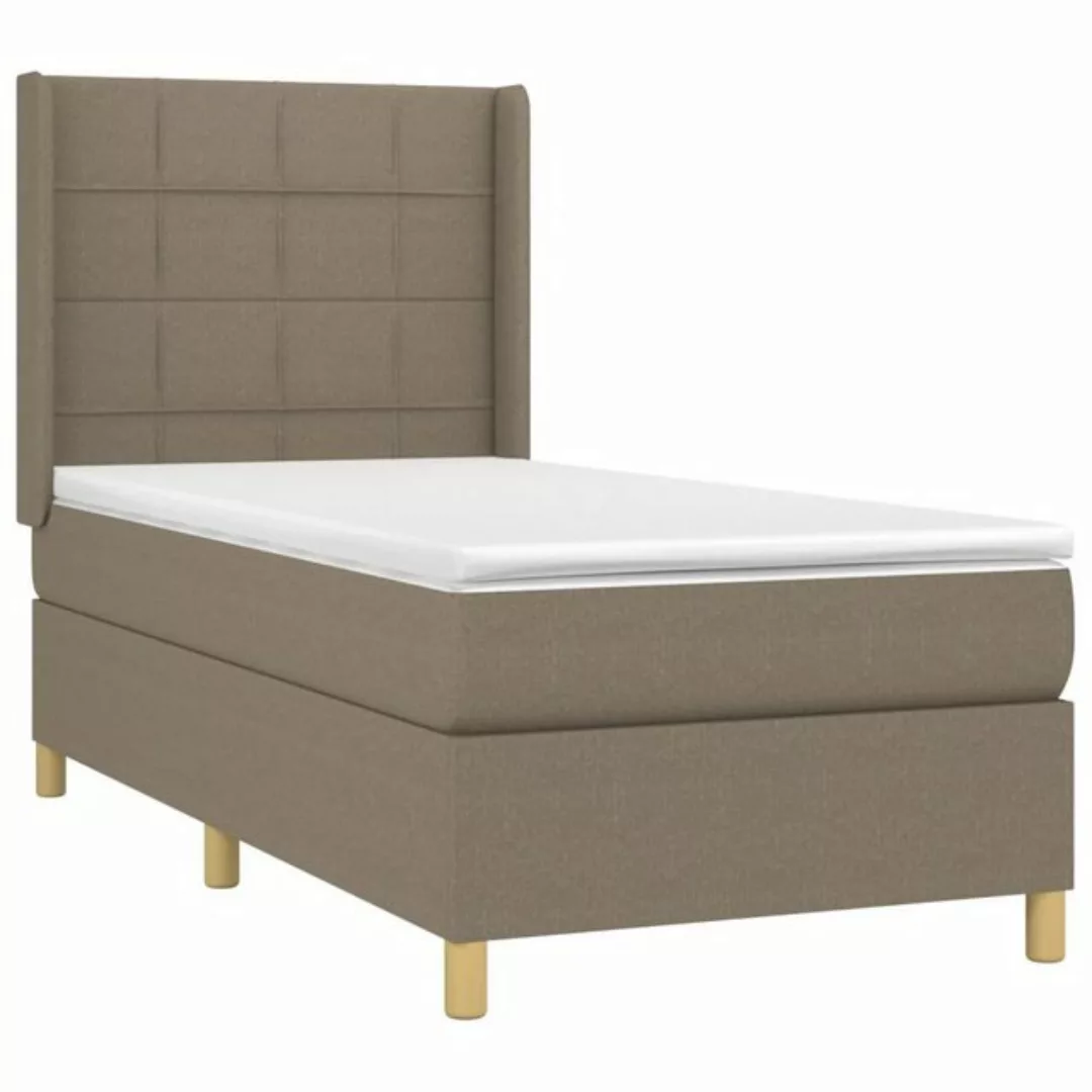 vidaXL Bett Boxspringbett mit Matratze Taupe 100x200 cm Stoff günstig online kaufen