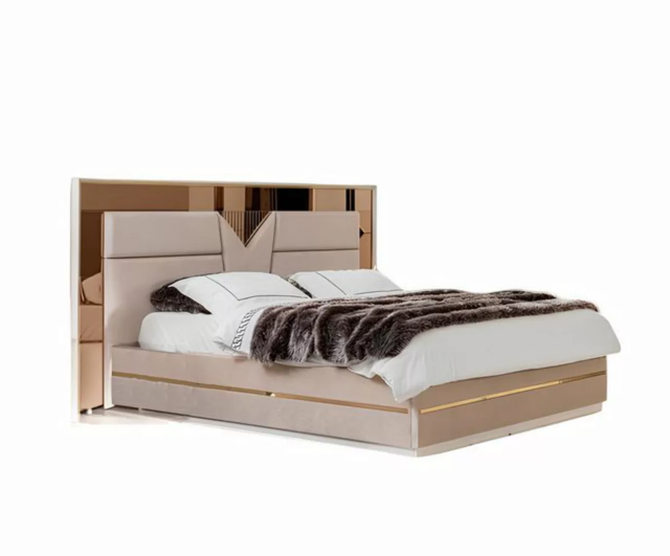 JVmoebel Bett Beige Bett Doppelbett Schlafzimmer Möbel Designer (Bett, Ohne günstig online kaufen