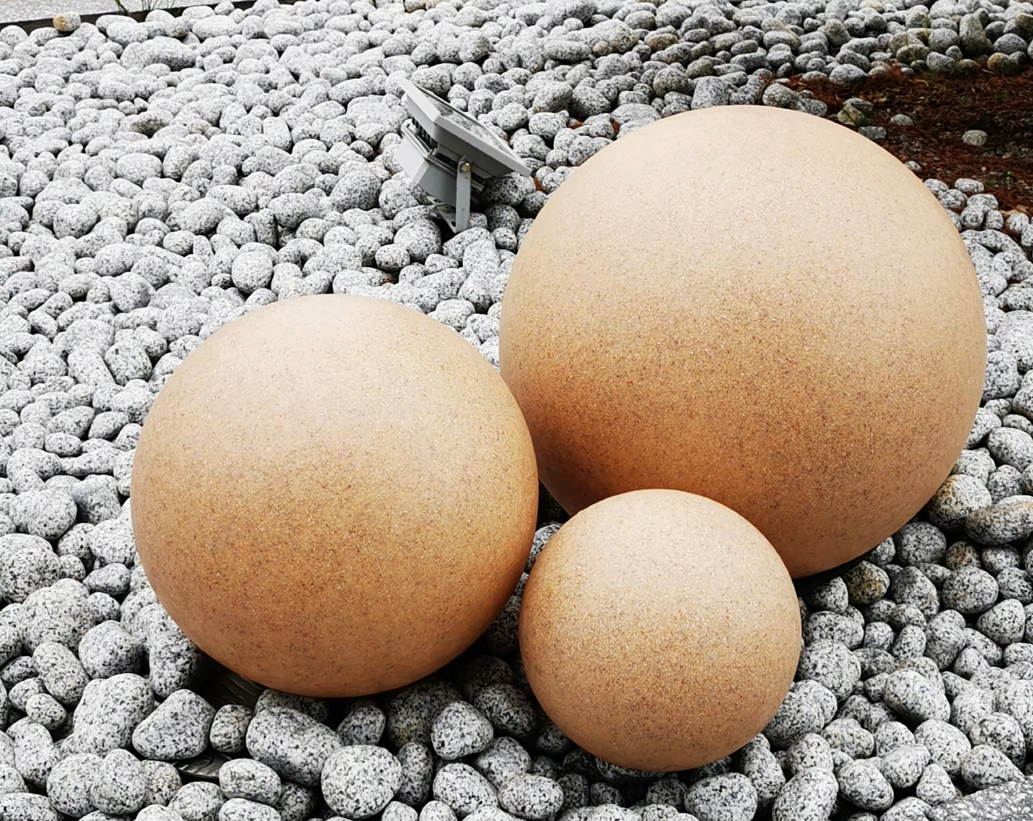 TRANGO Gartenleuchte, *SANDSTONE* 3er Set Kugellampe, günstig online kaufen