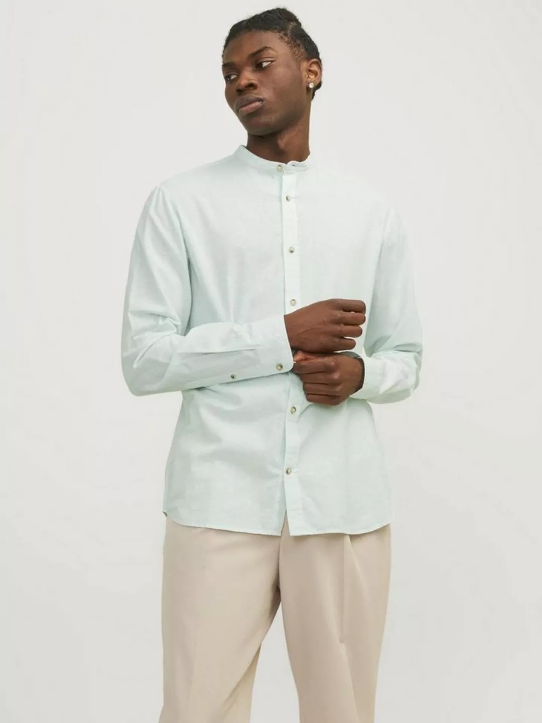 Jack & Jones Langarmhemd JJESUMMER BAND LINEN BLEND SHIRT LS SN günstig online kaufen