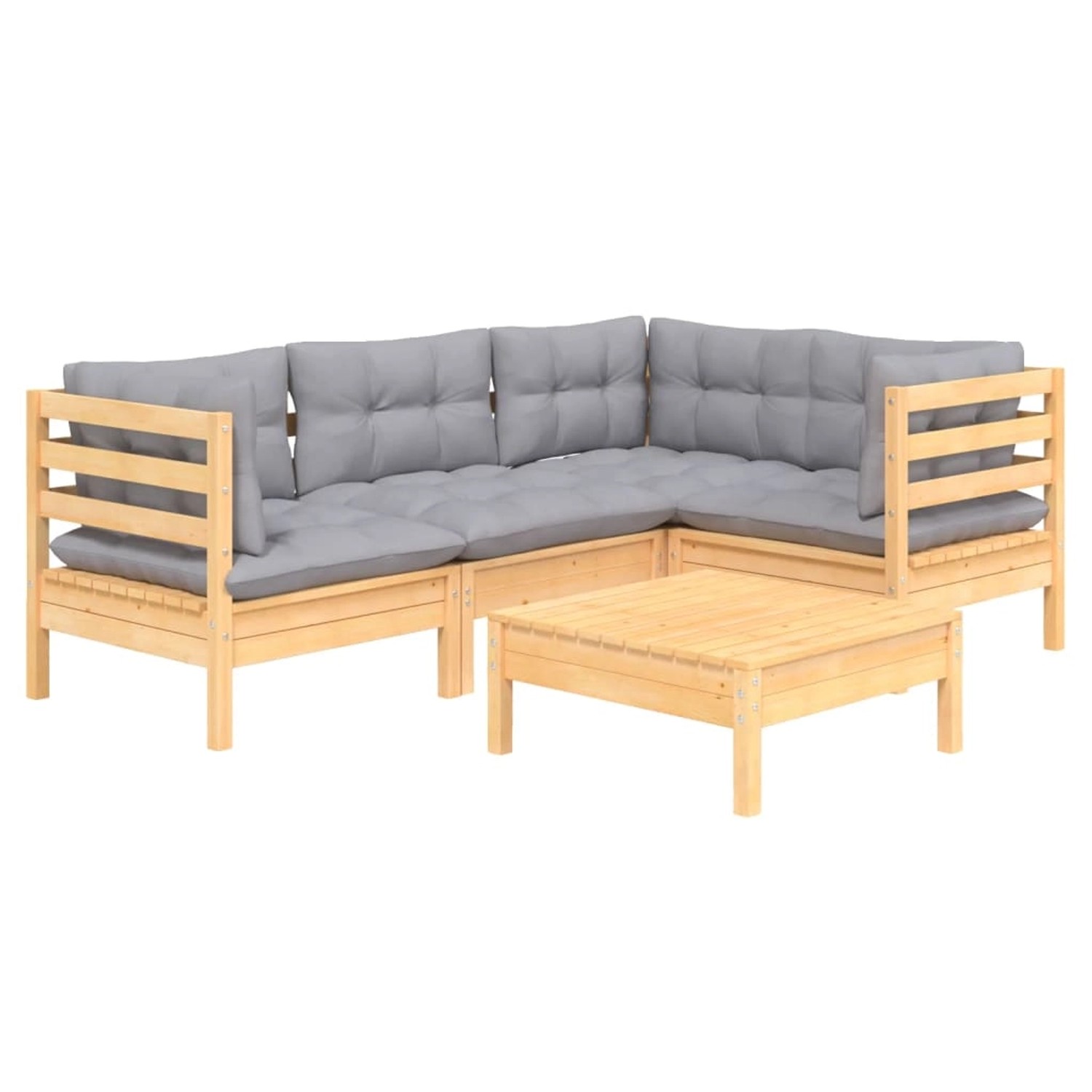 vidaXL 5-tlg Garten-Lounge-Set mit Grauen Kissen Kiefernholz Modell 11 günstig online kaufen