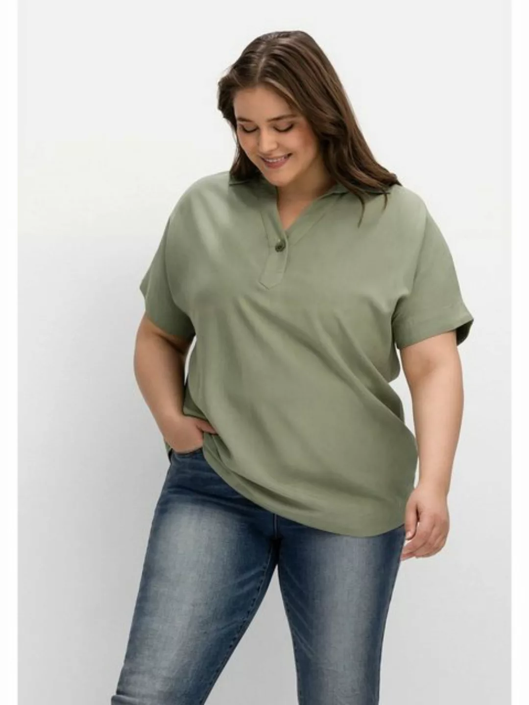 Sheego Tunika Große Größen mit Hemdkragen und V-Ausschnitt günstig online kaufen
