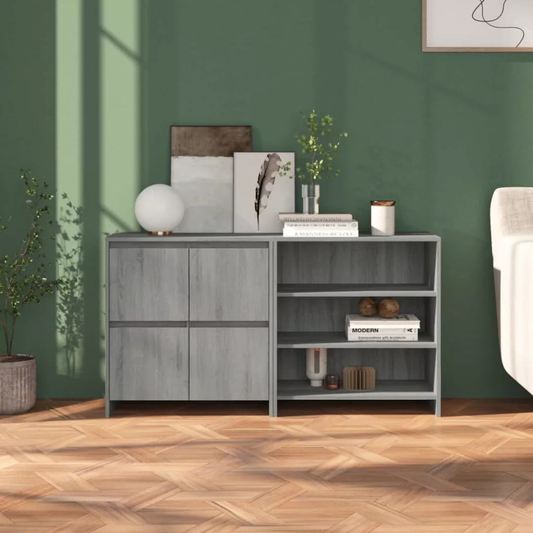 Vidaxl 2-tlg. Sideboard Grau Sonoma Holzwerkstoff günstig online kaufen