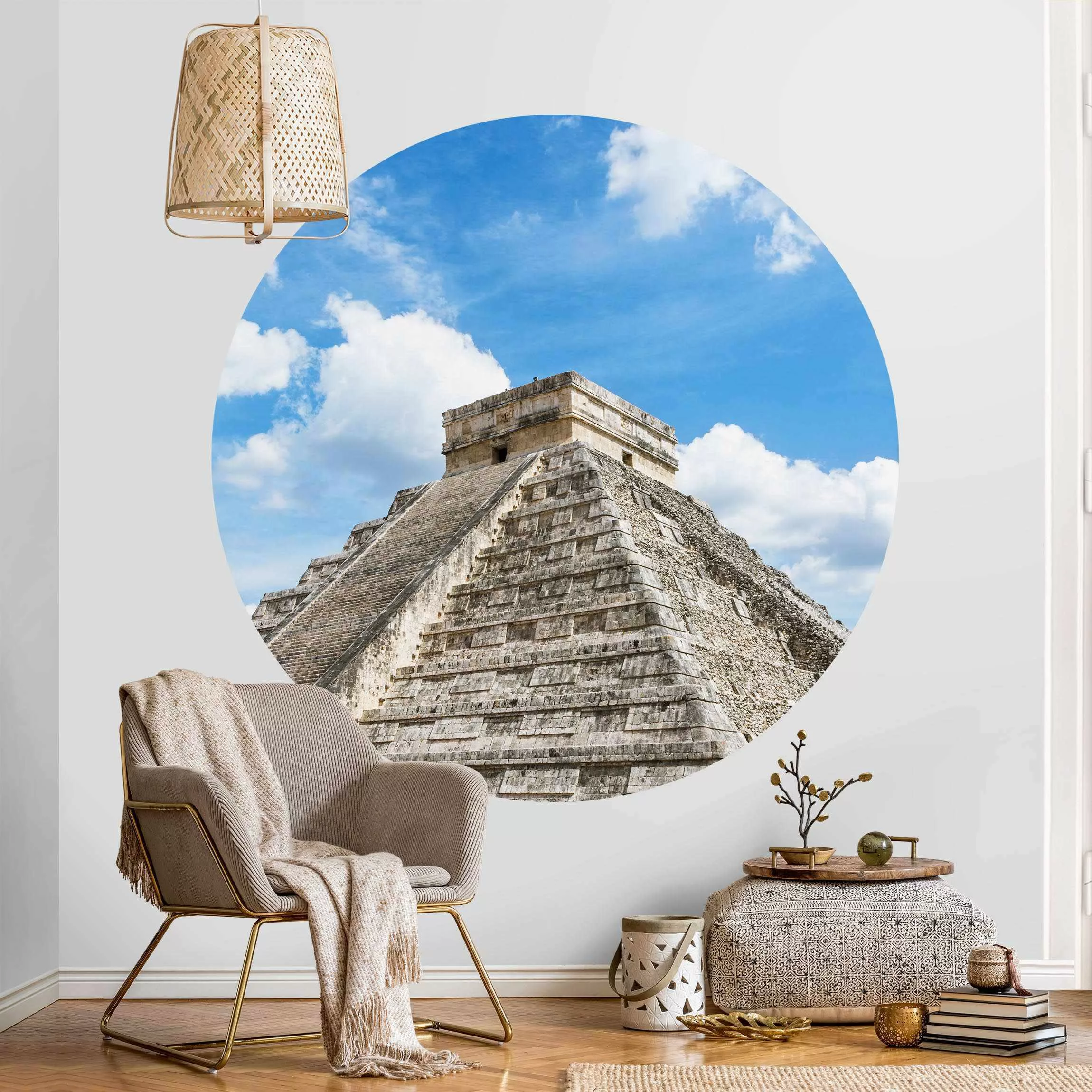 Runde Tapete selbstklebend Maya Tempel günstig online kaufen
