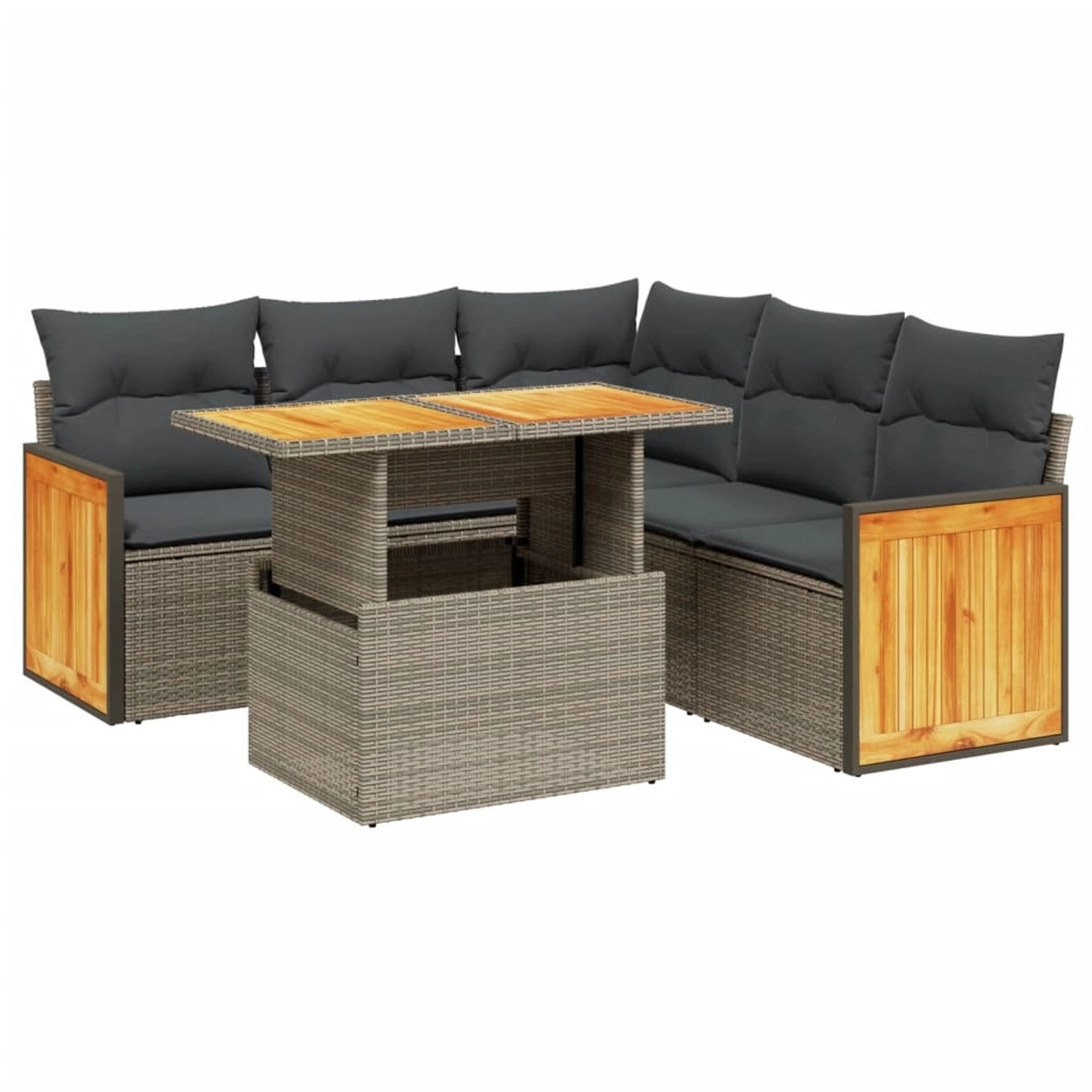 vidaXL 6-Tlg Garten-Sofagarnitur mit Kissen Beige Poly Rattan 3273958 günstig online kaufen