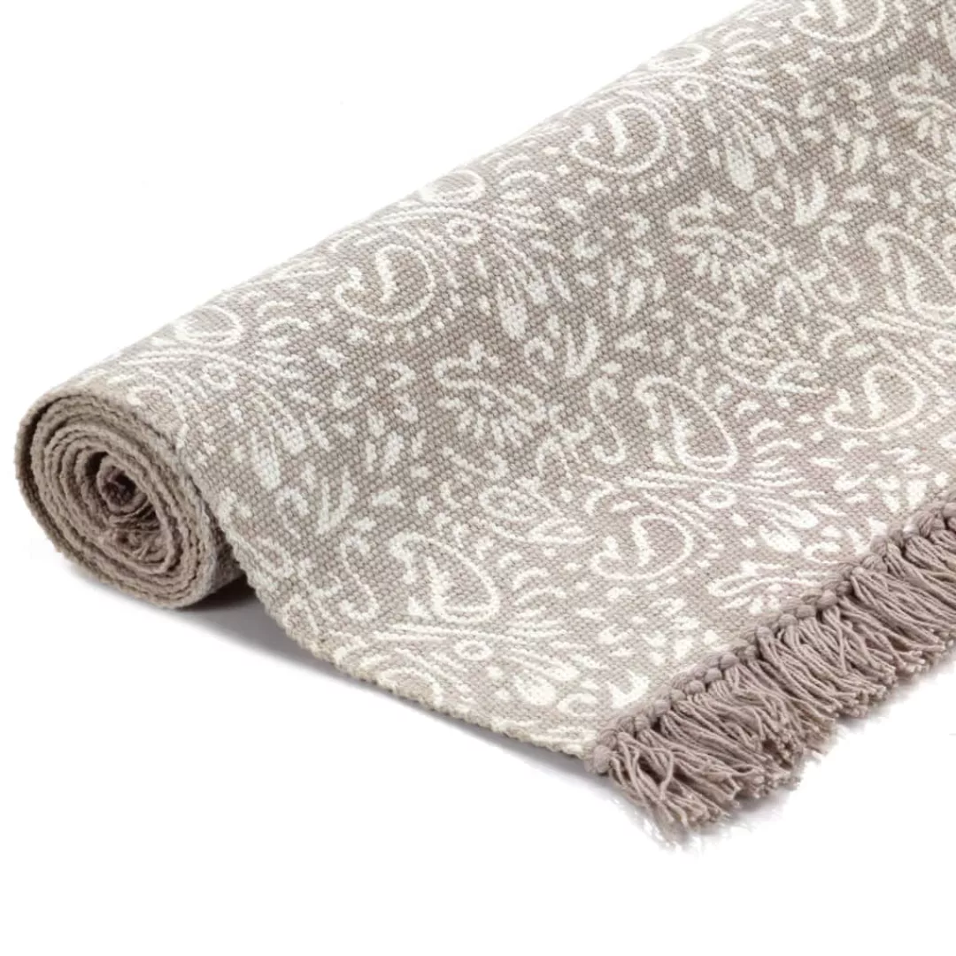 Kelim-teppich Baumwolle 120x180 Cm Mit Muster Taupe günstig online kaufen