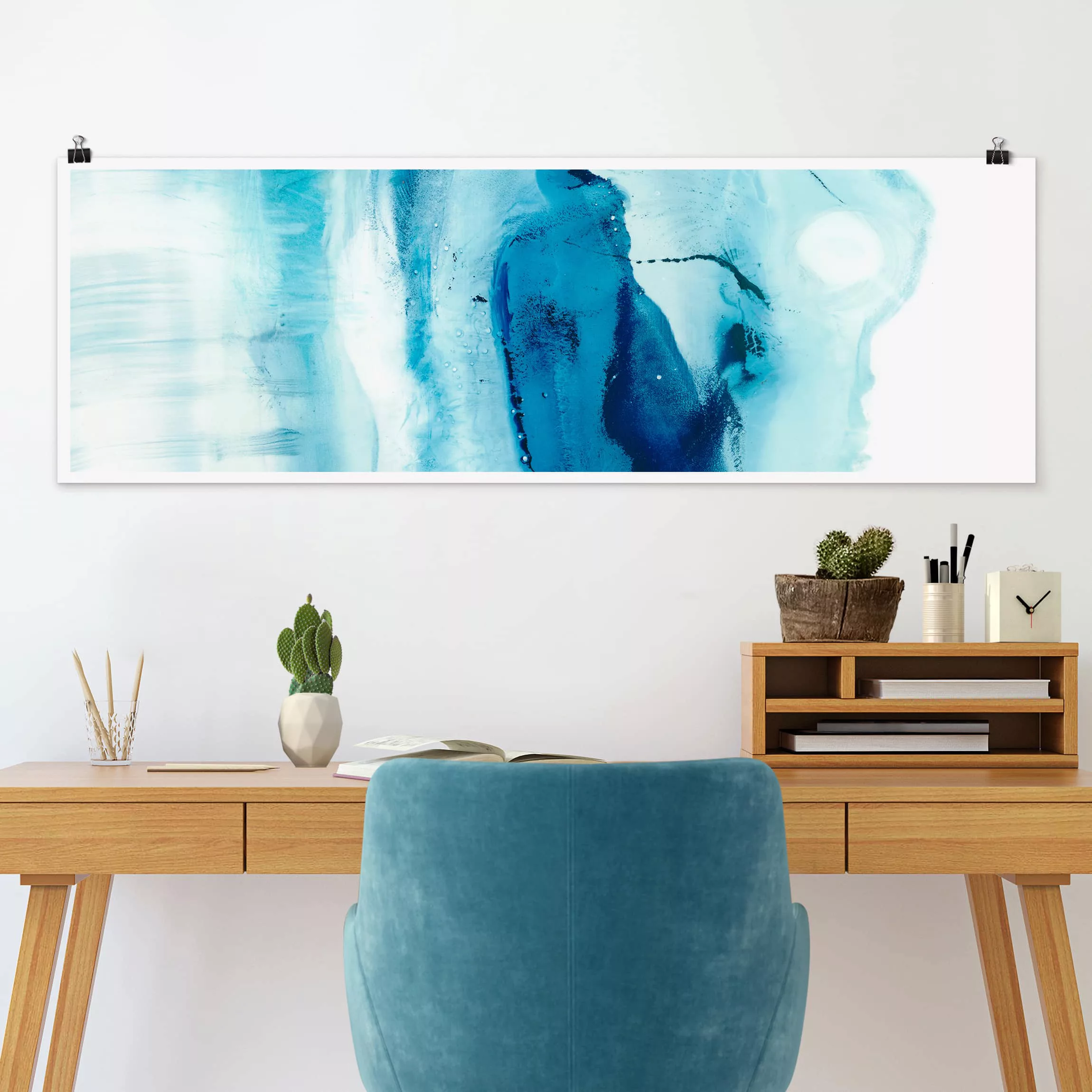 Panorama Poster Blaue Strömung I günstig online kaufen