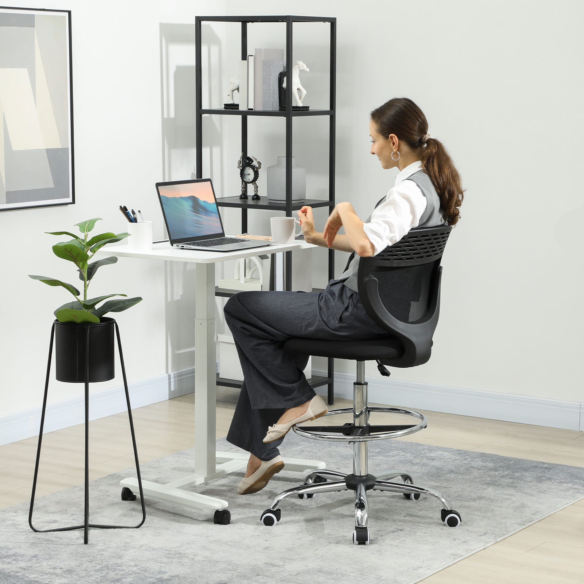 Vinsetto Bürostuhl Ergonomischer Schreibtischstuhl mit verstellbarer Fußrin günstig online kaufen