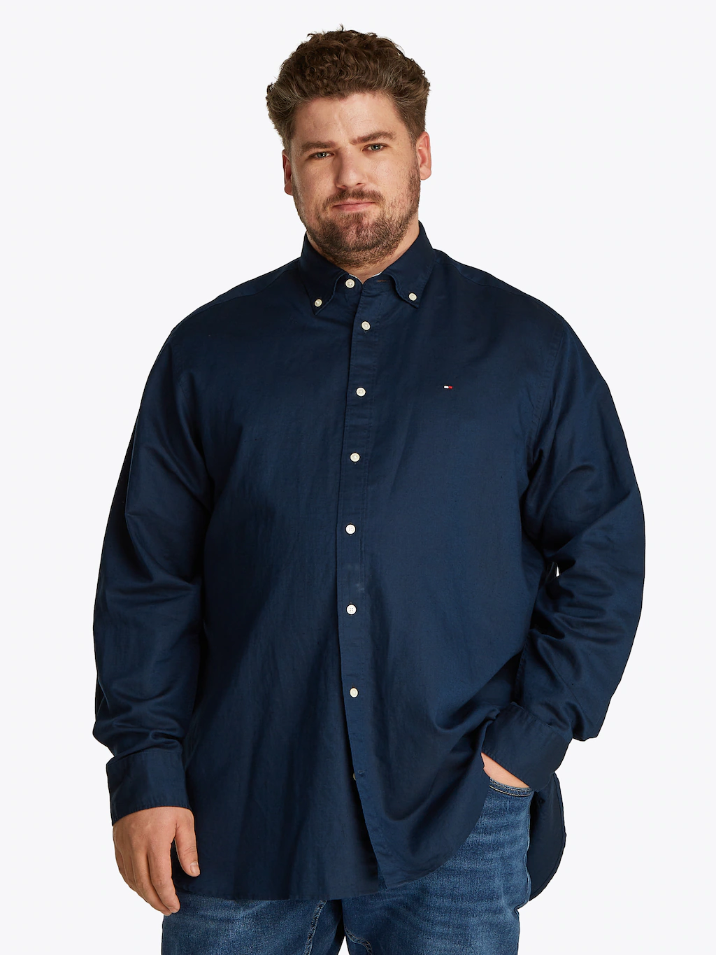 Tommy Hilfiger Big & Tall Langarmhemd "BT-LINEN BLEND SOLID", Große Größen günstig online kaufen