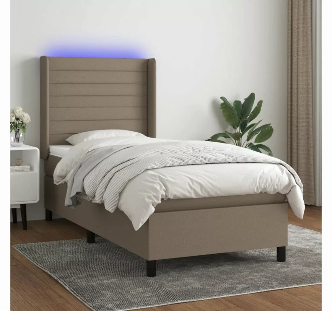 vidaXL Boxspringbett Boxspringbett mit Matratze und LED Stoff (80 x 200 cm, günstig online kaufen