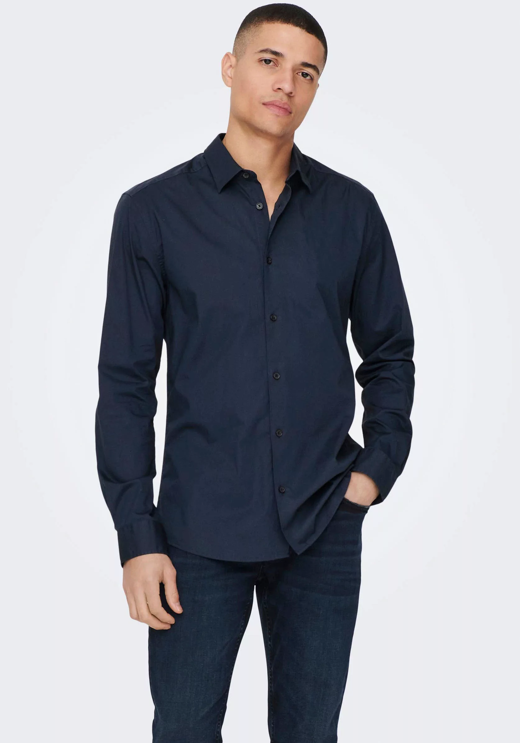 ONLY & SONS Langarmhemd ONSANDY SLIM EASY IRON POPLIN SHIRT günstig online kaufen