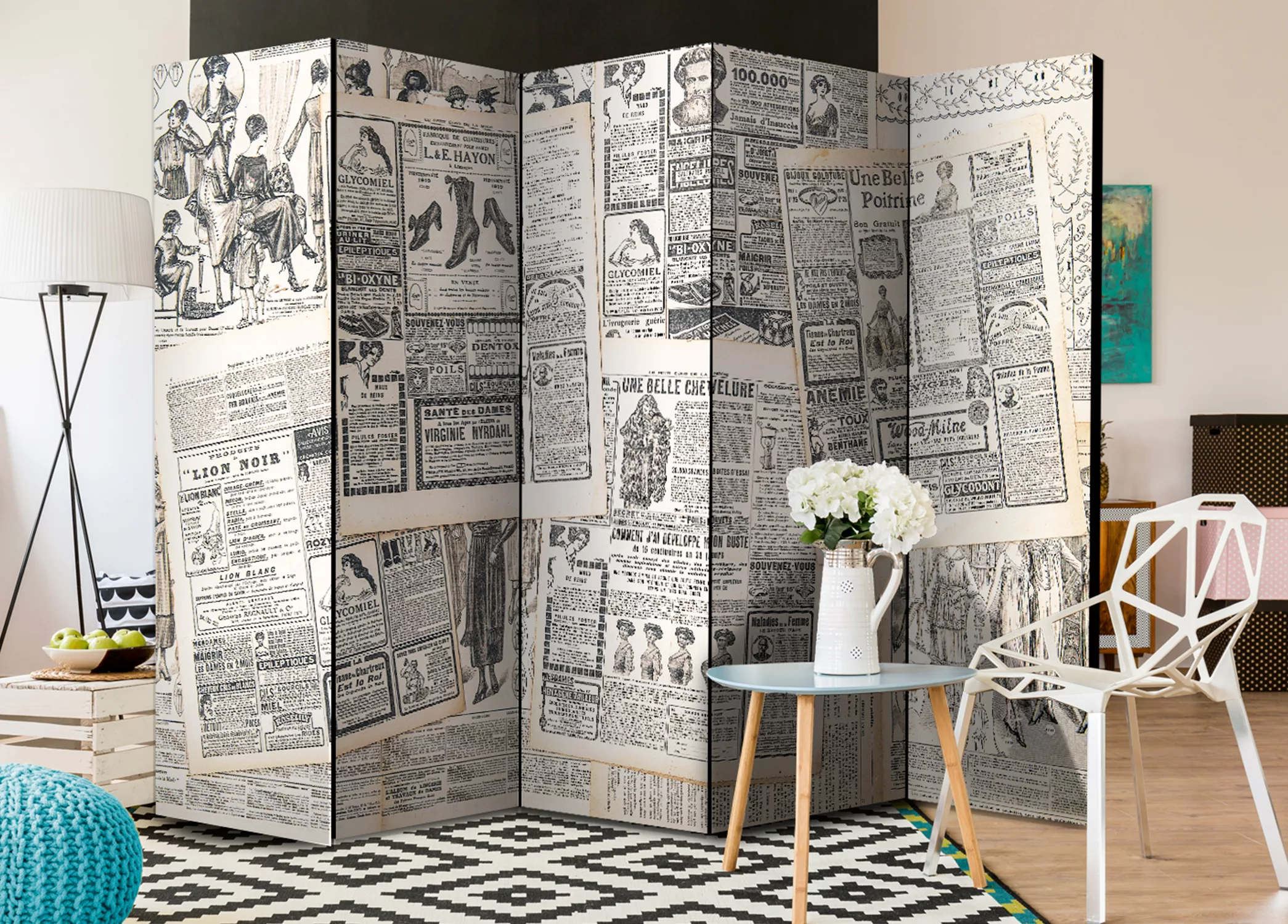 5-teiliges Paravent - Vintage Newspapers Ii [room Dividers] günstig online kaufen