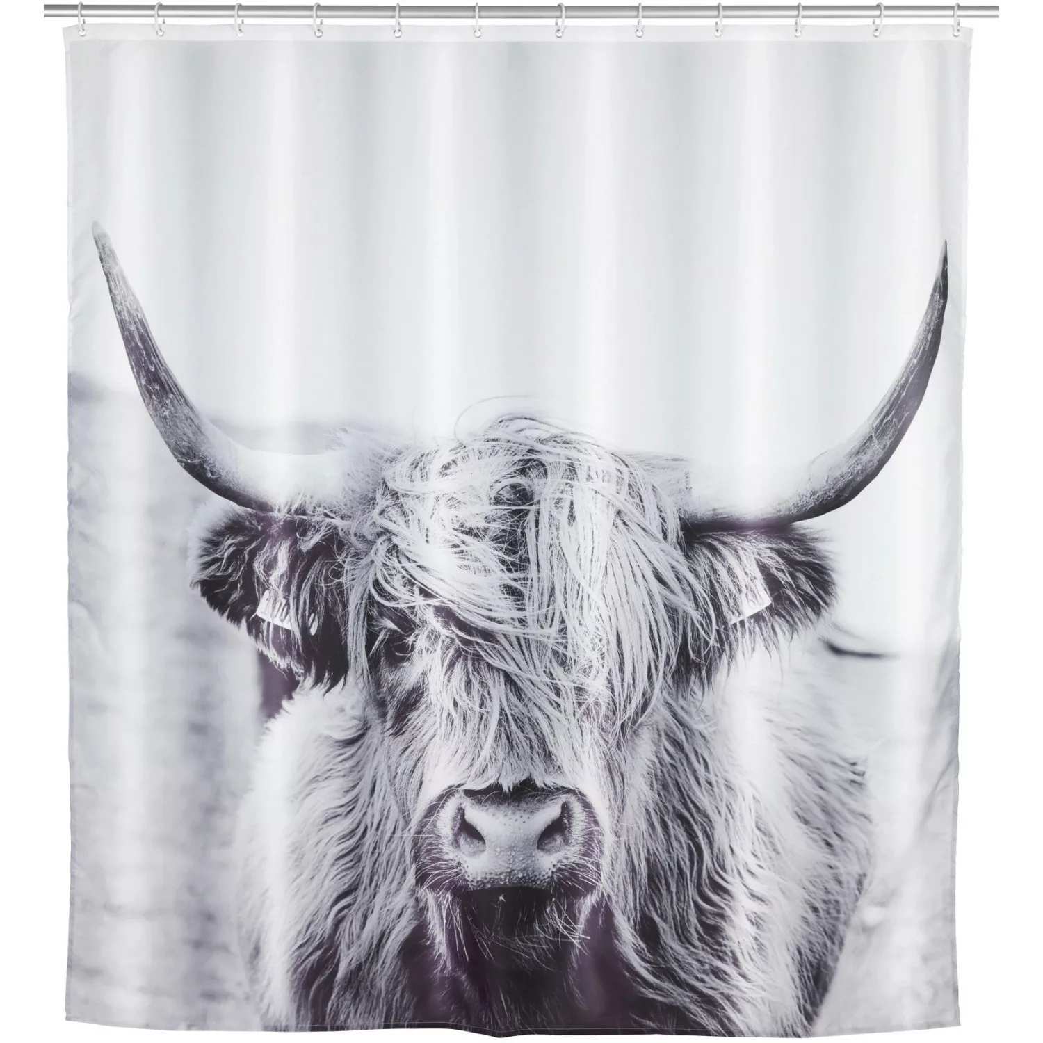 WENKO Duschvorhang Yak, Textil (Polyester), 180 x 200 cm, waschbar schwarz günstig online kaufen
