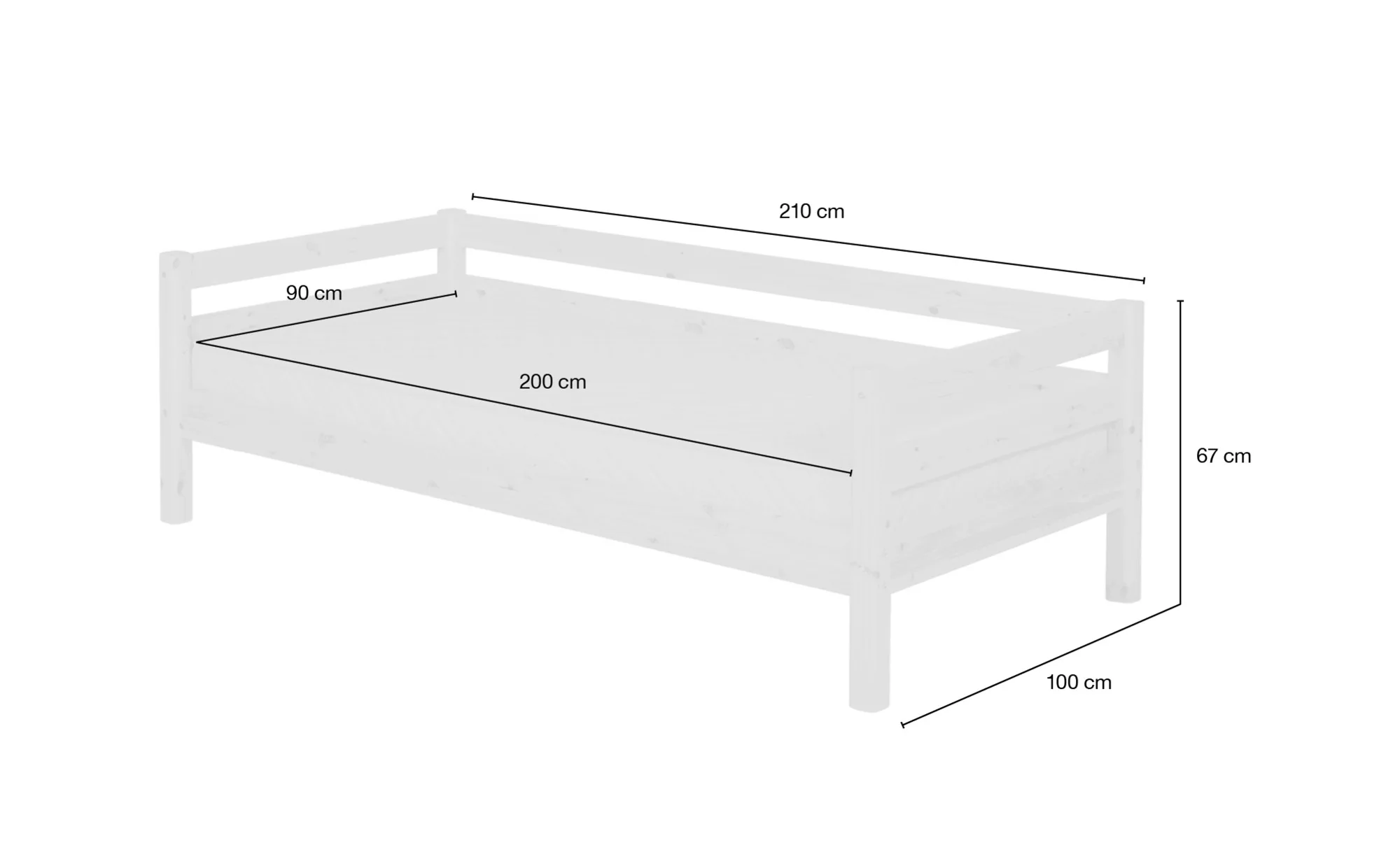 FLEXA Bett mit hinterer Absturzsicherung  Classic ¦ weiß ¦ Maße (cm): B: 10 günstig online kaufen