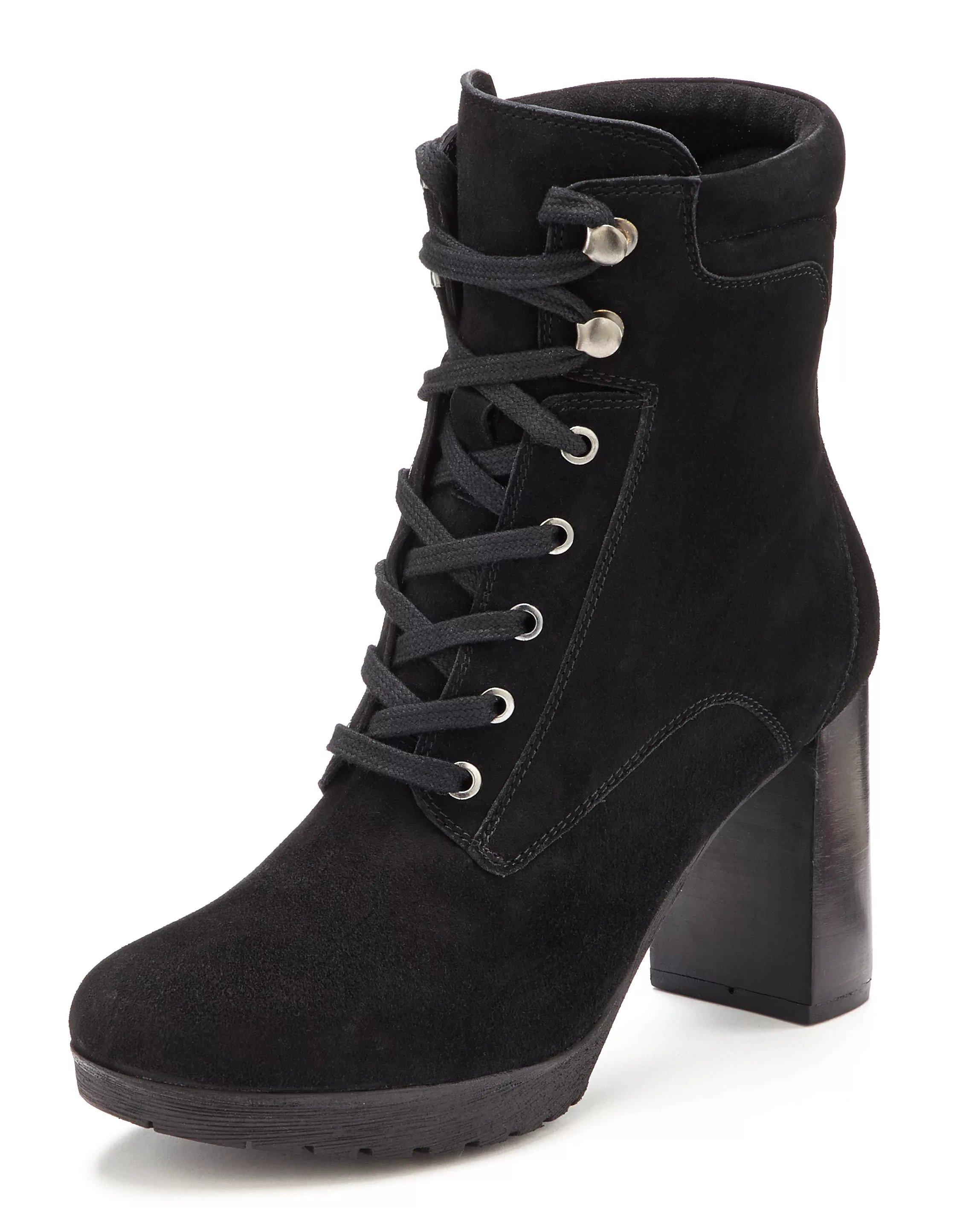 LASCANA High-Heel-Stiefelette, aus Leder, Blockabsatz, Plateaustiefelette, günstig online kaufen