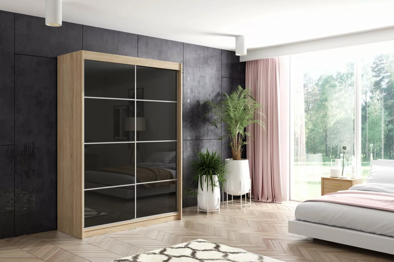 ALTDECOR Schiebetürenschrank VIVI 2 (Kleiderschrank Aluminium-Leisten, Laco günstig online kaufen