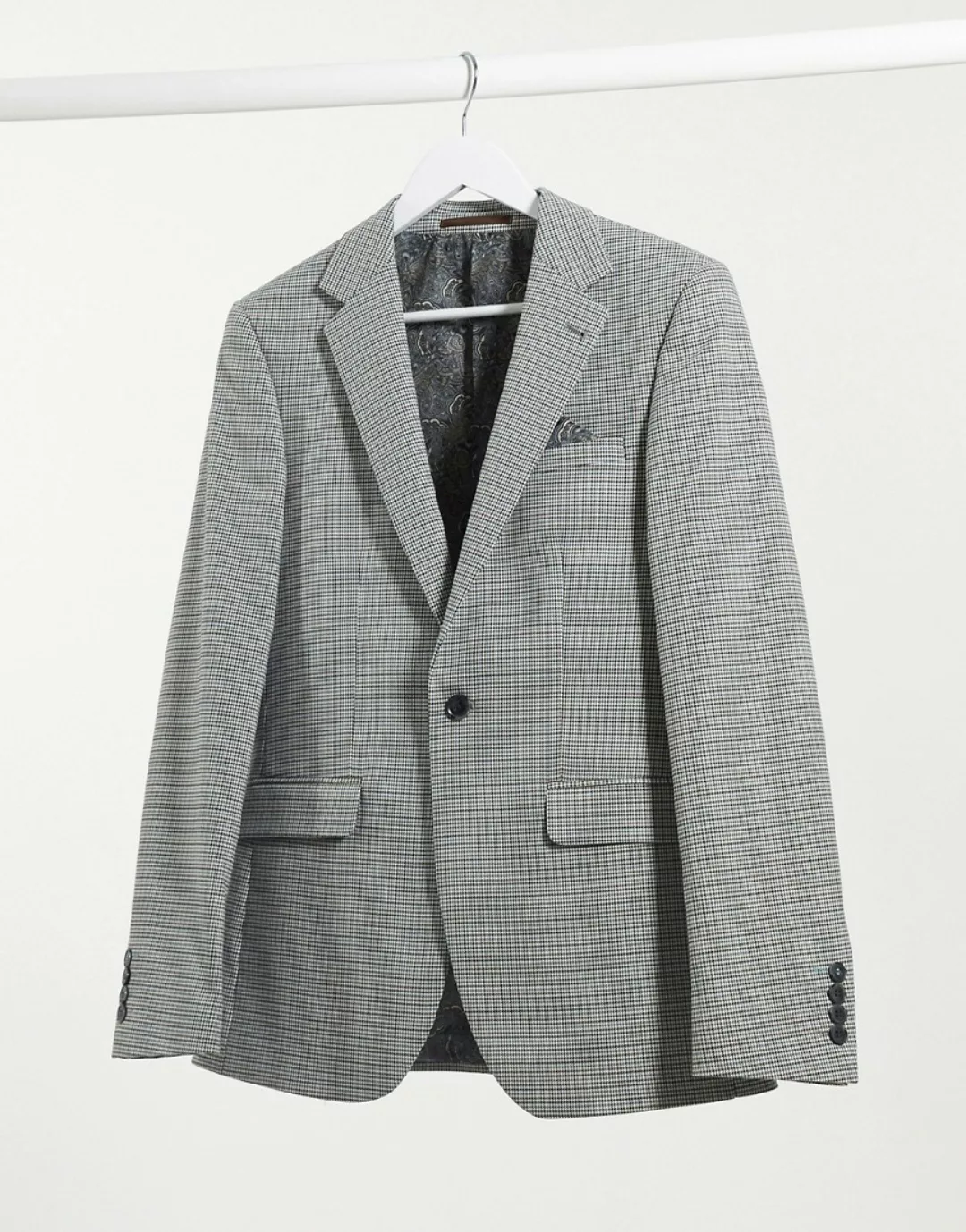 Burton Menswear – Eng geschnittene Anzugjacke in Braun mit Hahnentrittmuste günstig online kaufen