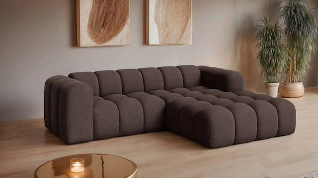 OTTO home Ecksofa »KALLIE Design-Sofa mit Wellenunterfederung, Bubble-Optik günstig online kaufen