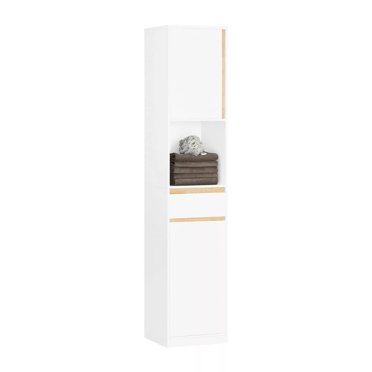 SoBuy Hochschrank Badregal Badezimmerschrank mit 2 Türen Weiß BZR80-W günstig online kaufen