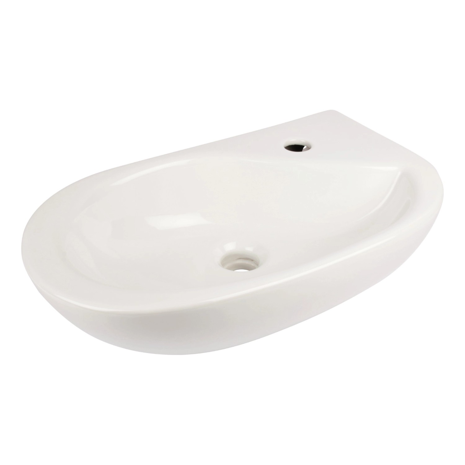 Calmwaters Handwaschbecken Curved 2 50 x 30 cm Weiß Hahnloch Rechts 04BC356 günstig online kaufen