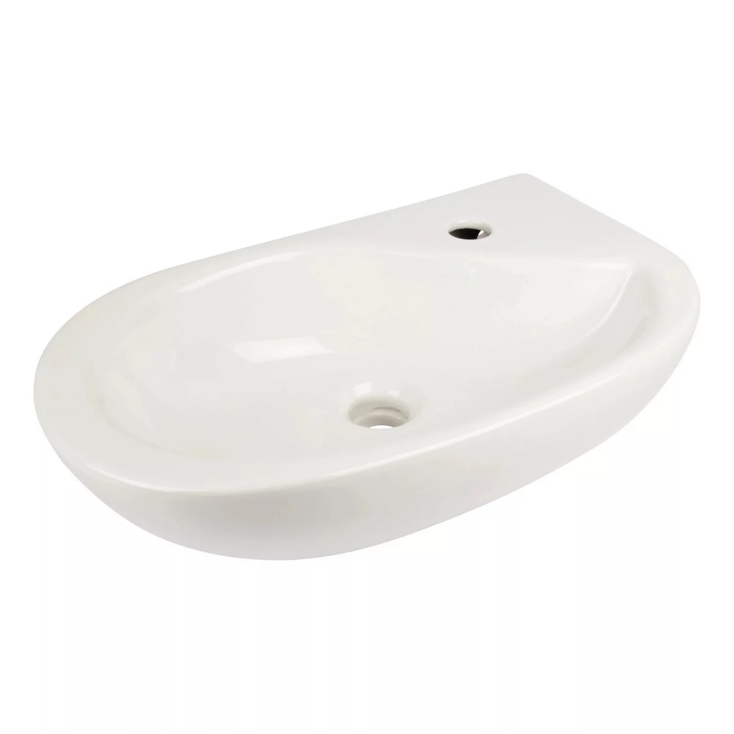 Calmwaters Handwaschbecken Curved 2 50 x 30 cm Weiß Hahnloch Rechts 04BC356 günstig online kaufen
