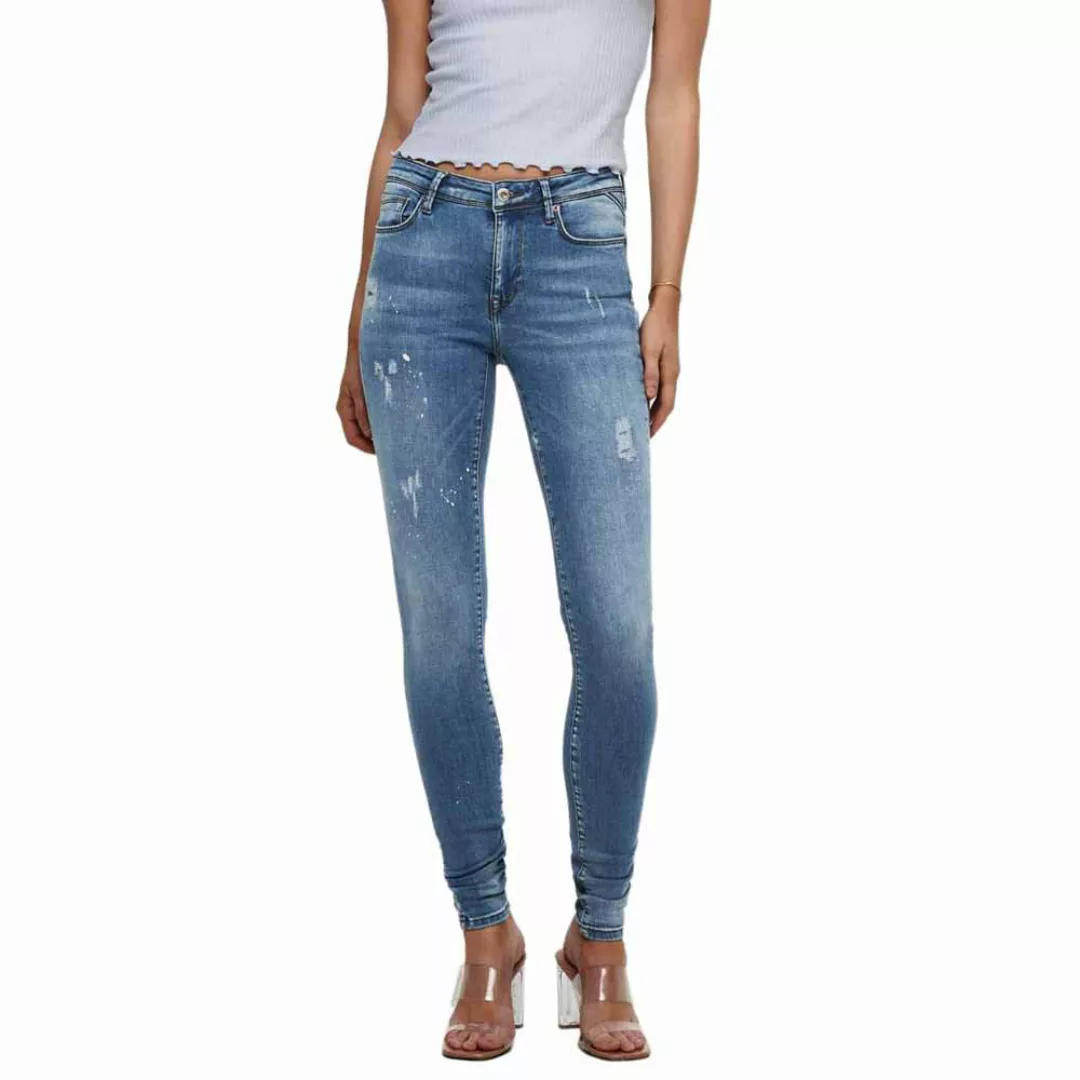 Only Shape Life Regular Skinny Destroyed Jeans 32 Medium Blue Denim günstig online kaufen
