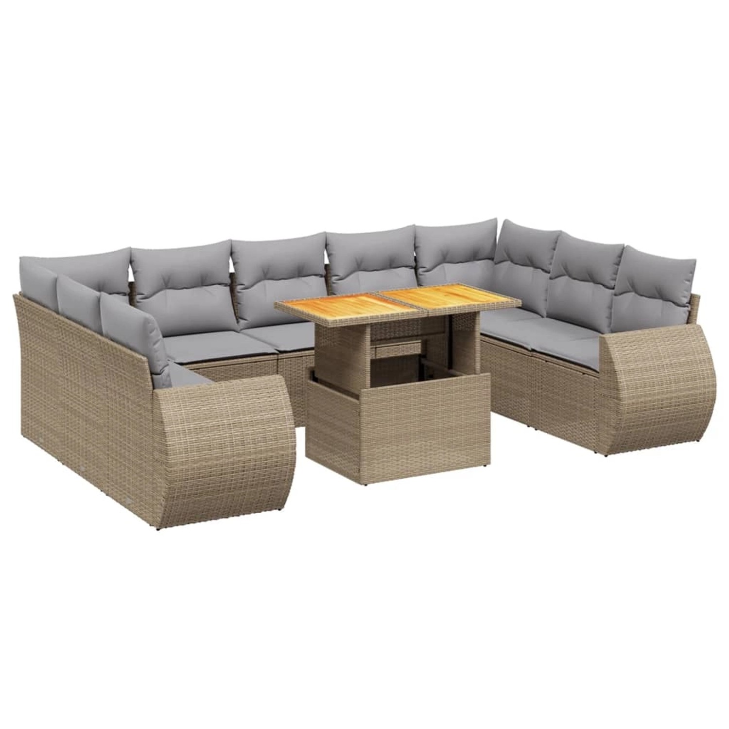 vidaXL 10-Tlg Garten-Sofagarnitur mit Kissen Beige Poly Rattan 3272340 günstig online kaufen