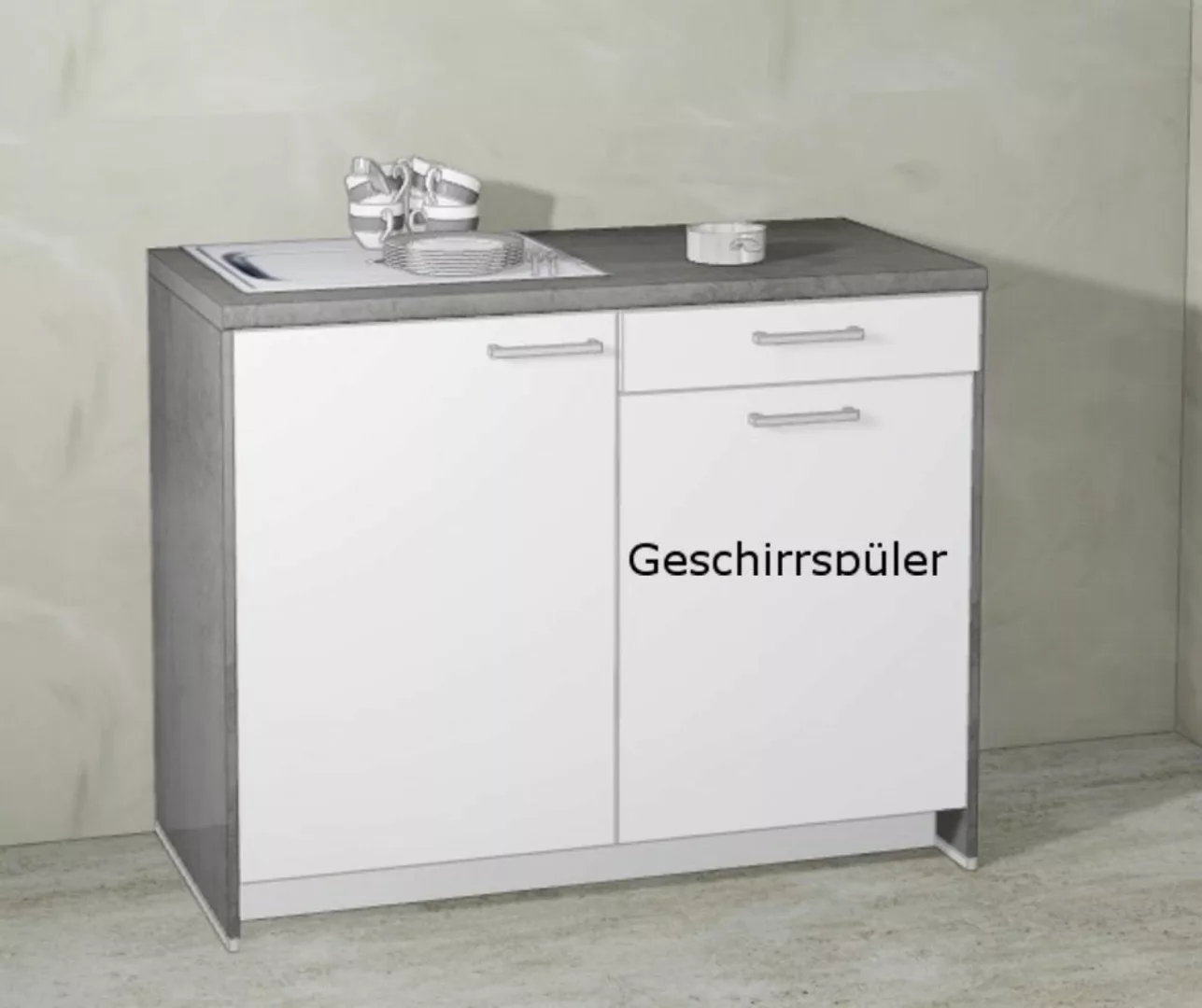Miniküche MANKAMINI 25 (Höhe XXL) Alpinweiß, 123 cm mit Geschirrspüler, Spü günstig online kaufen